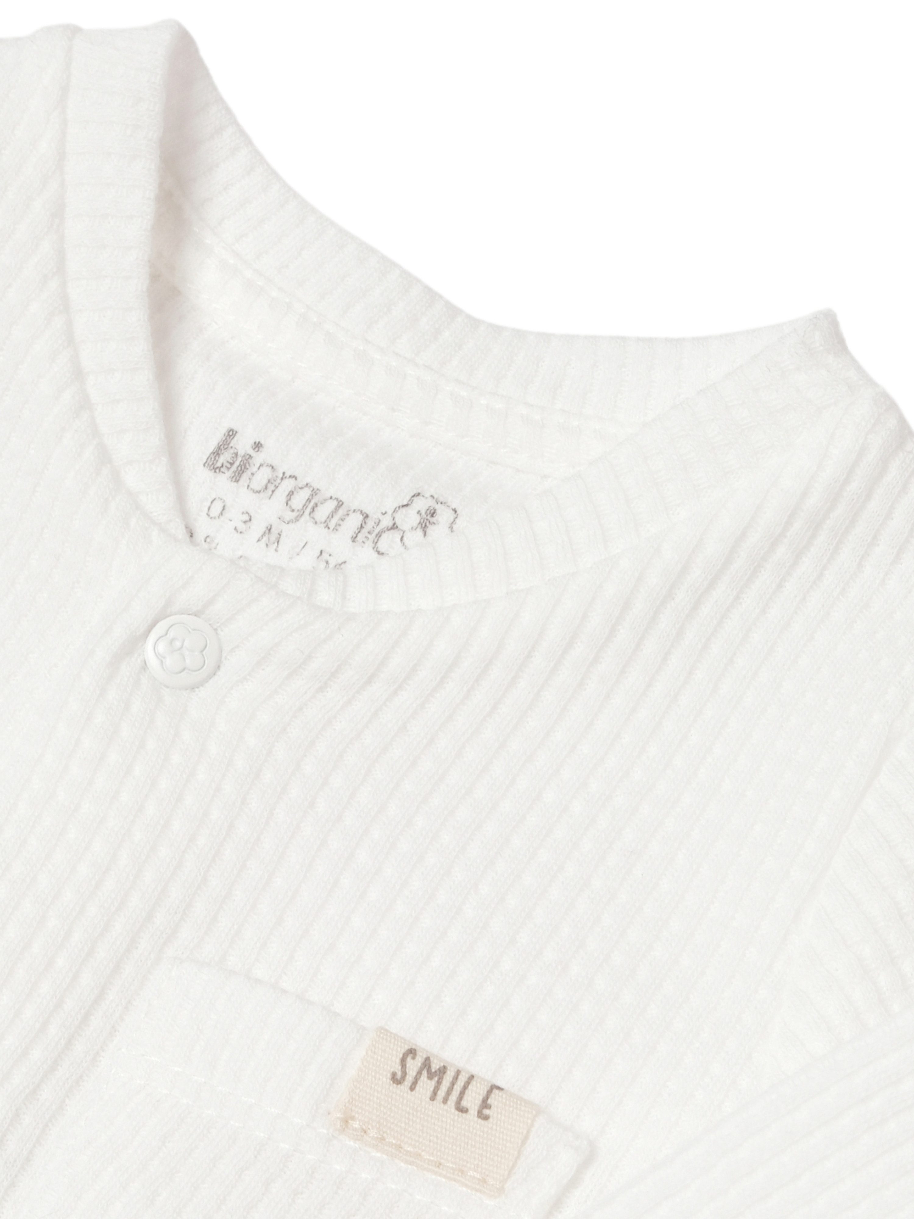 biorganic Strampler Baby Waffle Smile mit Fuß für Jungen und Mädchen Unisex Langarm (1-tlg) geknöpft, 100% Bio-Baumwolle, Waffelstruktur