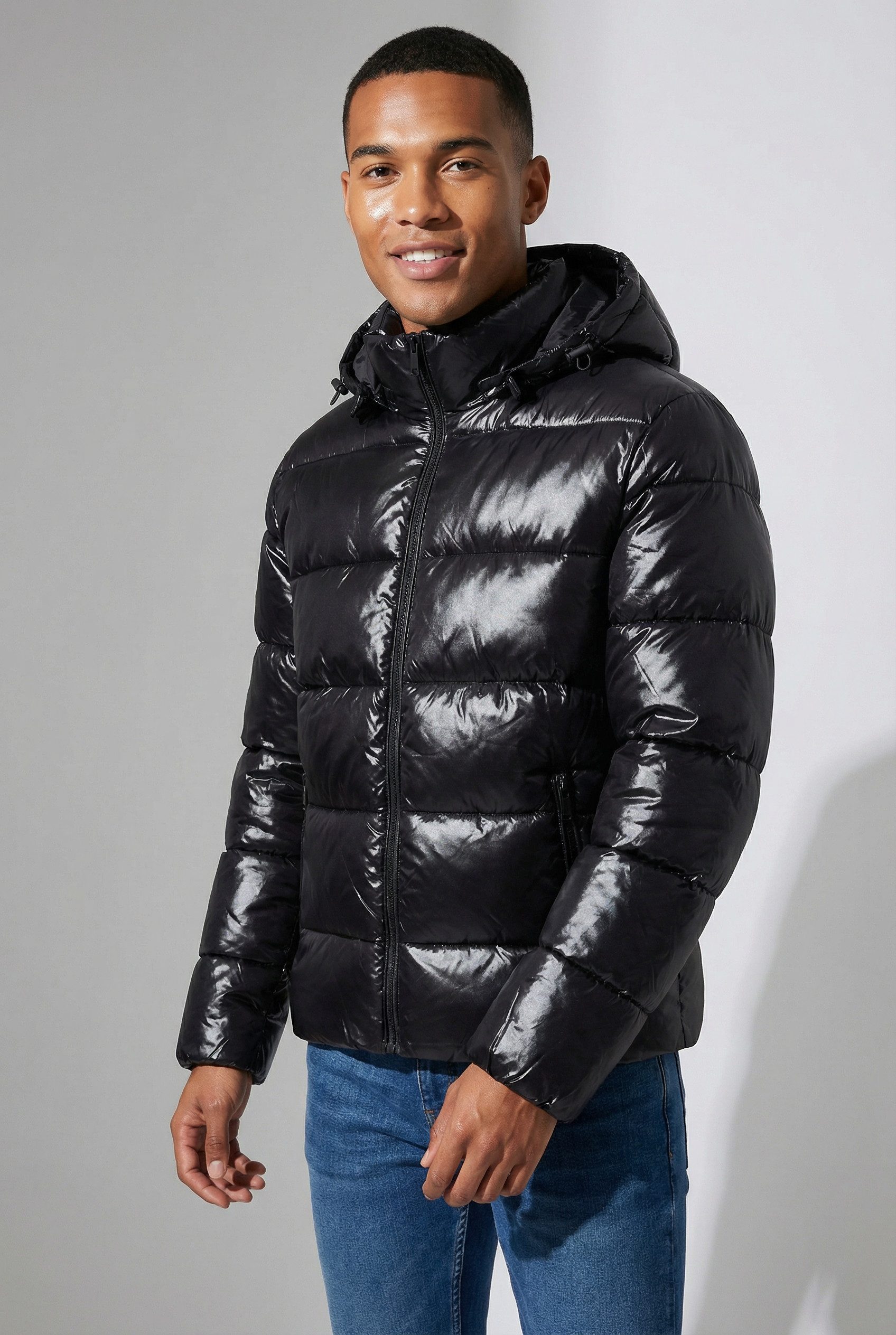 Calvin Klein Steppjacke Kapuze, Regular Fit, glänzendes Material