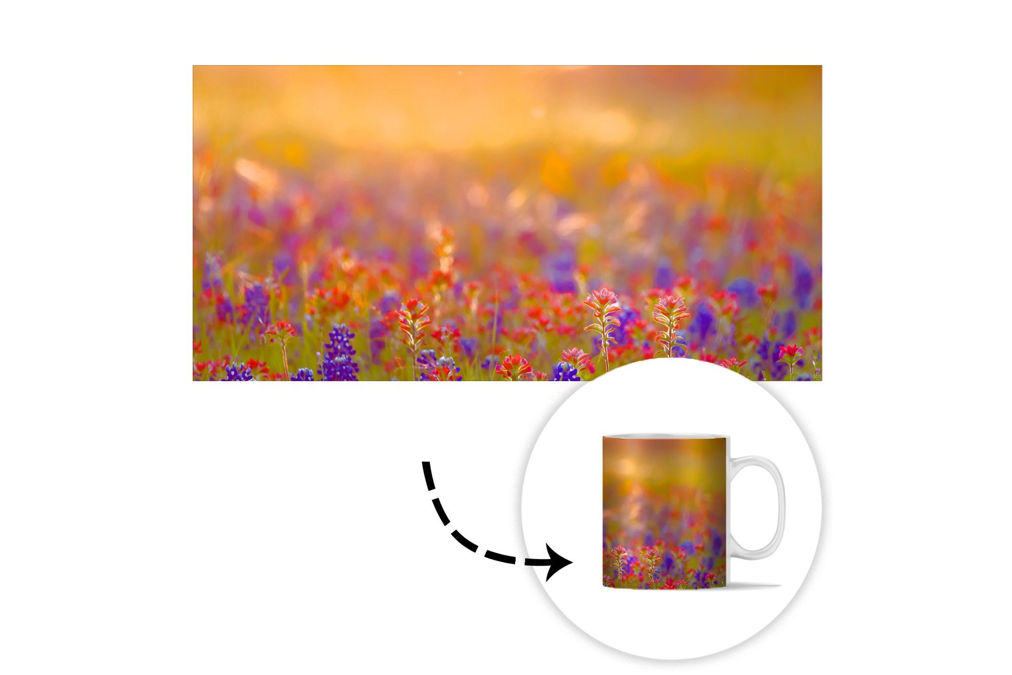 MuchoWow Tasse Blumen - Keramik, Teetasse, - Teetasse, Sonne, Geschenk Gold Kaffeetassen, Becher