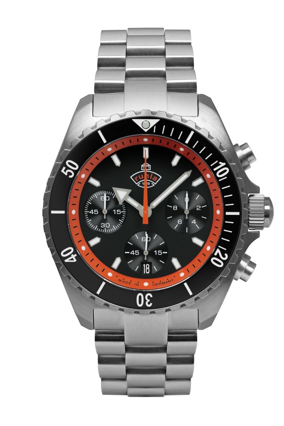 ruhla Chronograph Glasbach Cup, 4970M2, Quarzuhr, Herrenuhr, Datum, Stoppfunktion, Saphirglas, Made in Germany