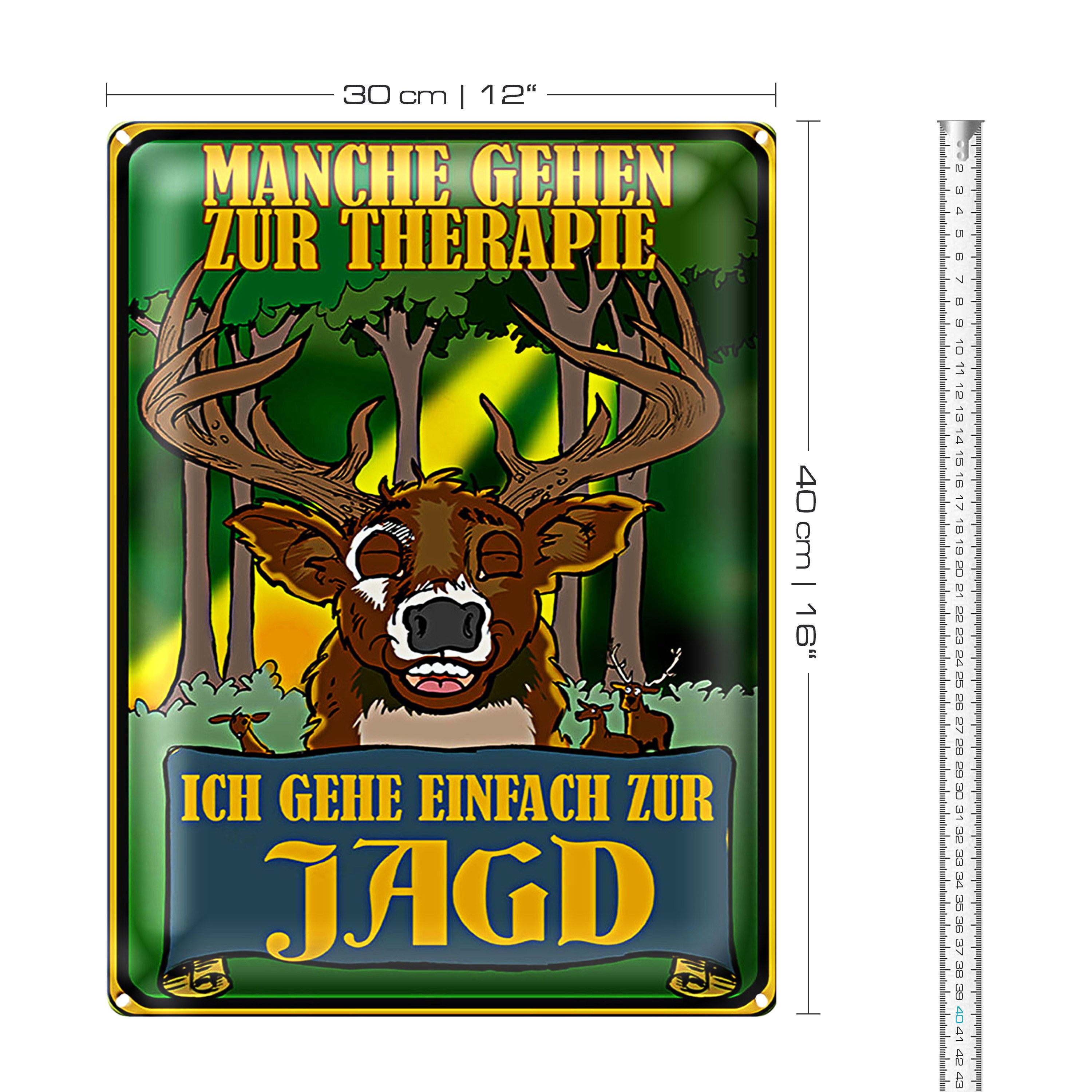 Roomando Metallschild Jagd 30x40cm ich geh einfach zur Jagd Therapie