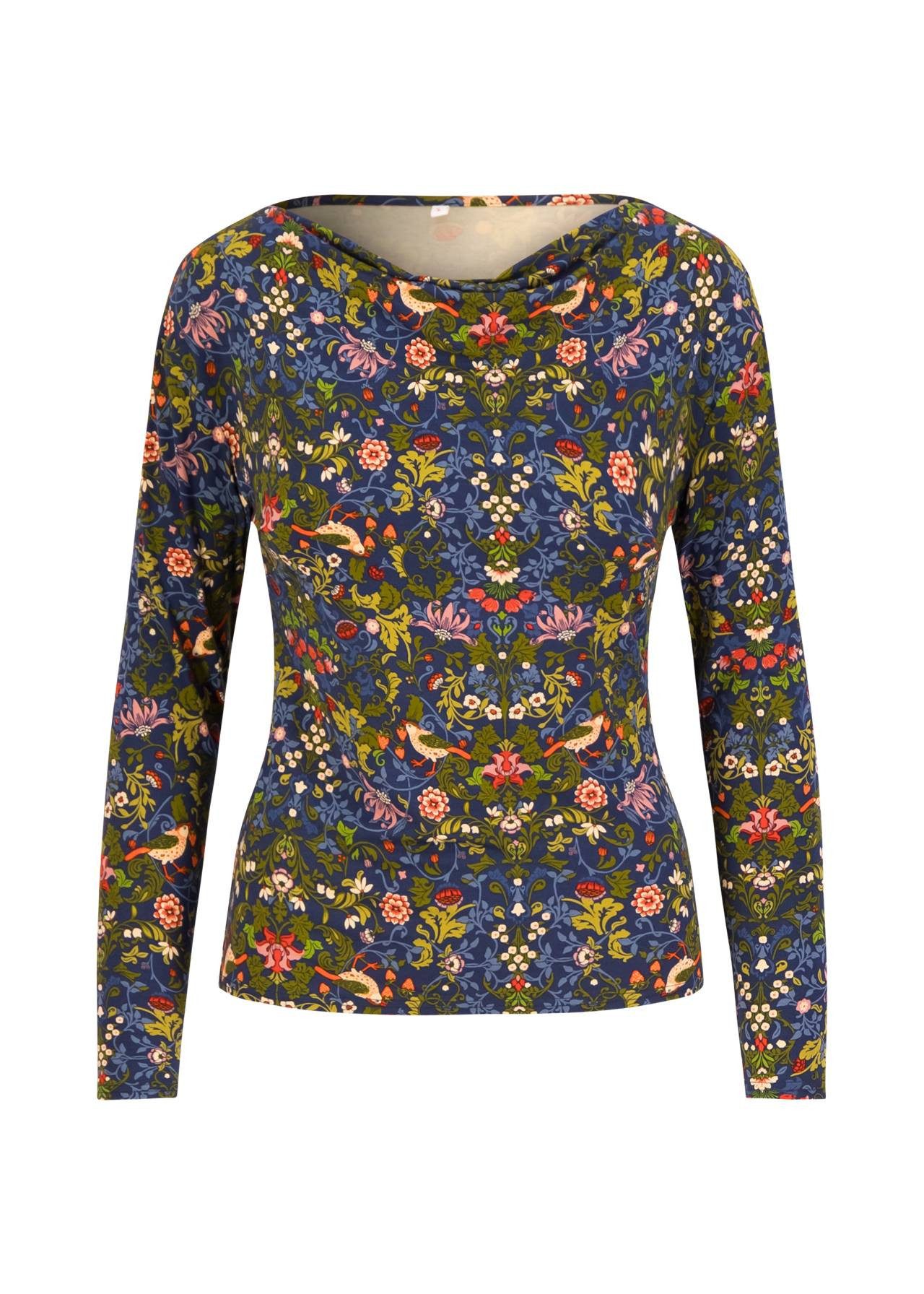 Blutsgeschwister Langarmshirt - Fließendes Viskose-Longsleeve mit Wasserfallausschnitt für Damen