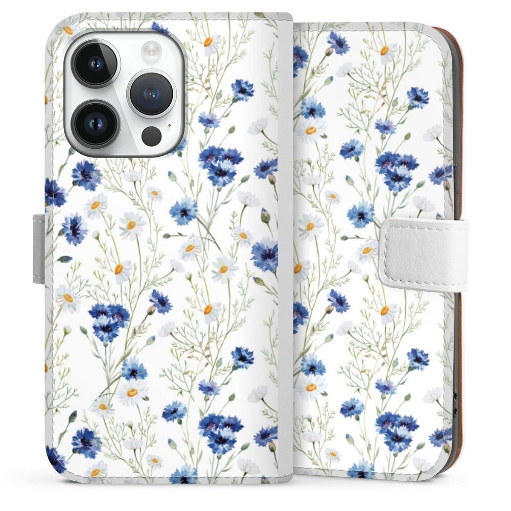 DeinDesign Handyhülle Muster Blume Blumen Flower Pattern 6, Apple iPhone 14 Pro Hülle Handy Flip Case Wallet Cover