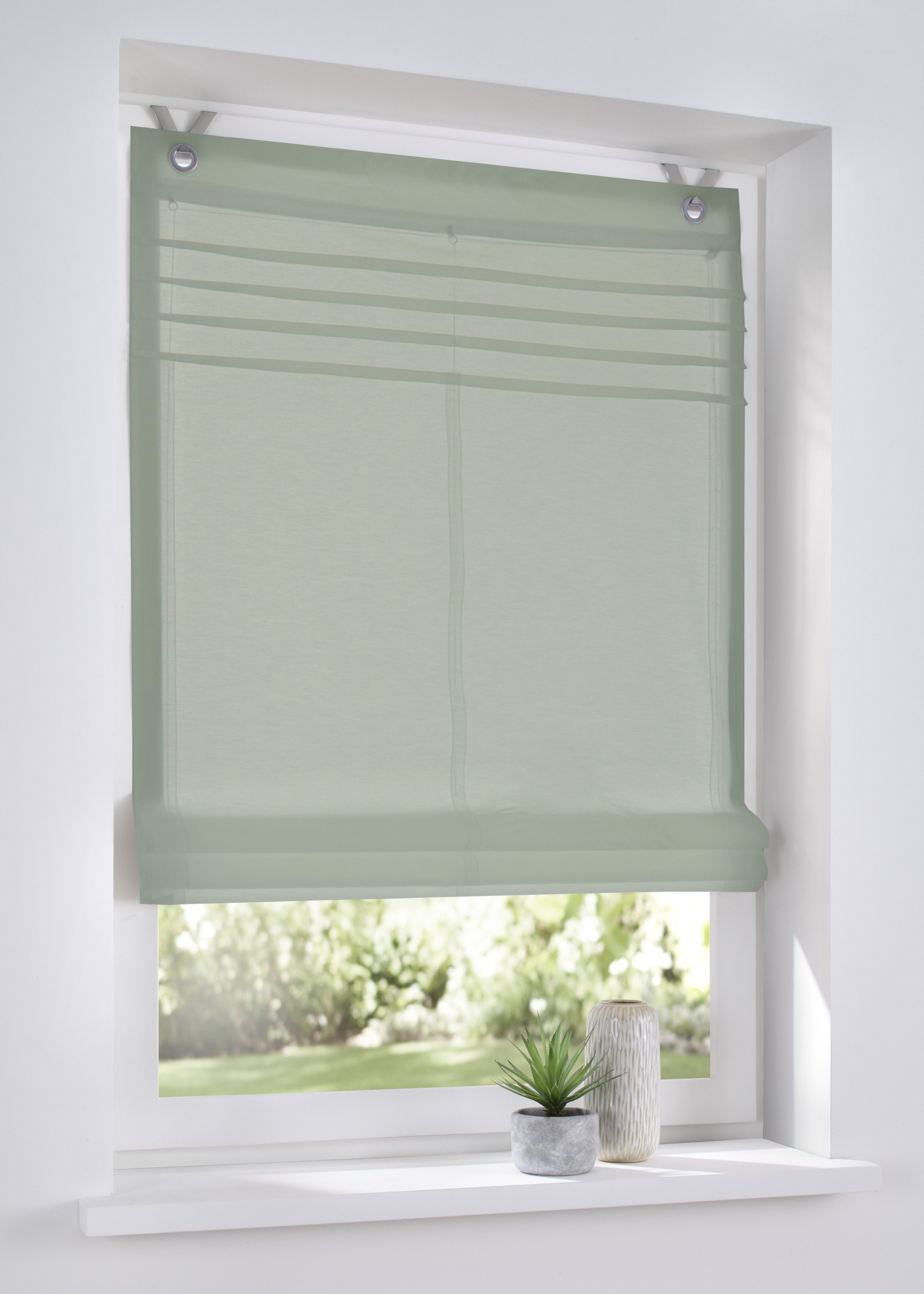 Kutti Raffrollo Kessy Biese, mit Hakenaufhängung, ohne Bohren, halbtranspar günstig online kaufen