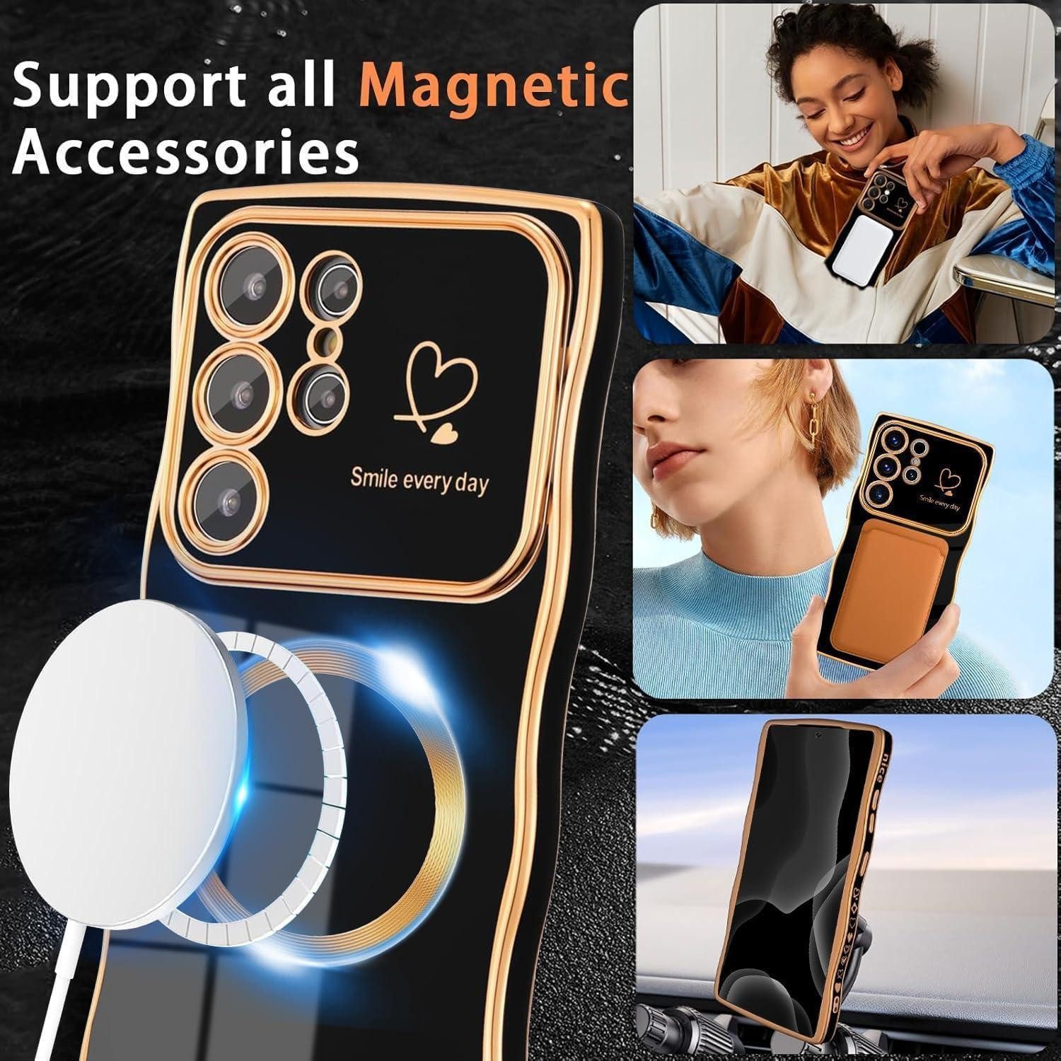 LuxusKollektion Handyhülle Handyhülle S25 Ultra MagSafe Silikon Samsung galaxy S25 Ultra Schwarz – Bild 3 von 5