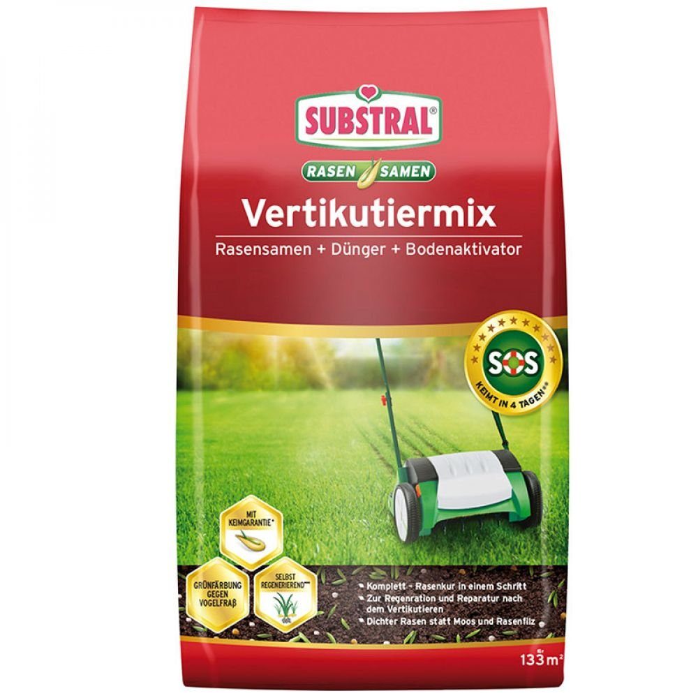 Gartenbau-Substrat Substral Vertikutiermix 4 kg Rasensamen + Dünger + Bodenaktivator