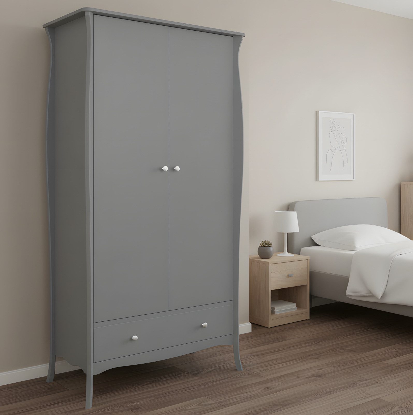 ebuy24 Kleiderschrank Simon Kleiderschrank 1 Schublade 2 Türen grau. – Bild 5 von 5