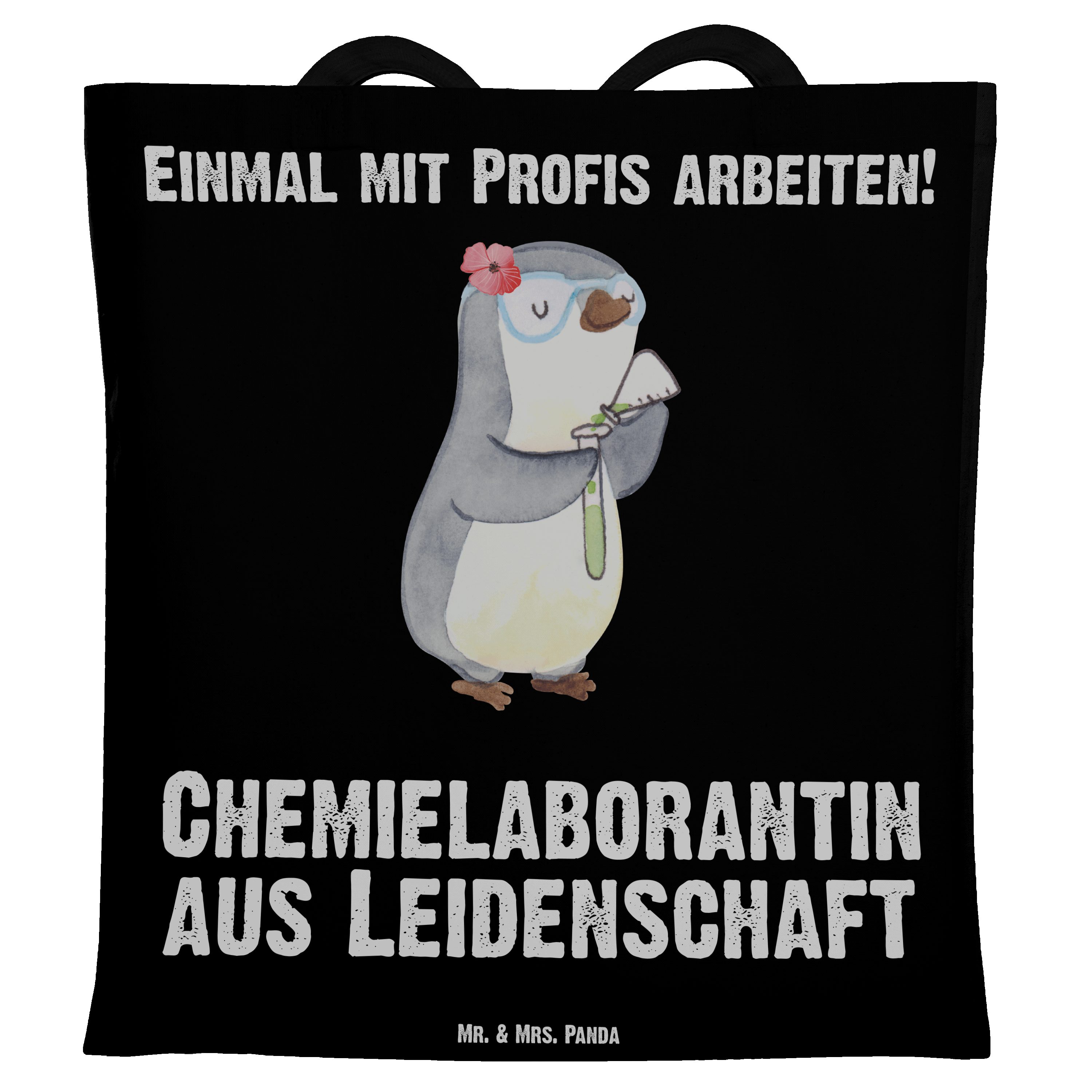 Mr. & Mrs. Panda Tragetasche Chemielaborantin aus Leidenschaft - Schwarz - Geschenk, Studium, Wiss (1-tlg)