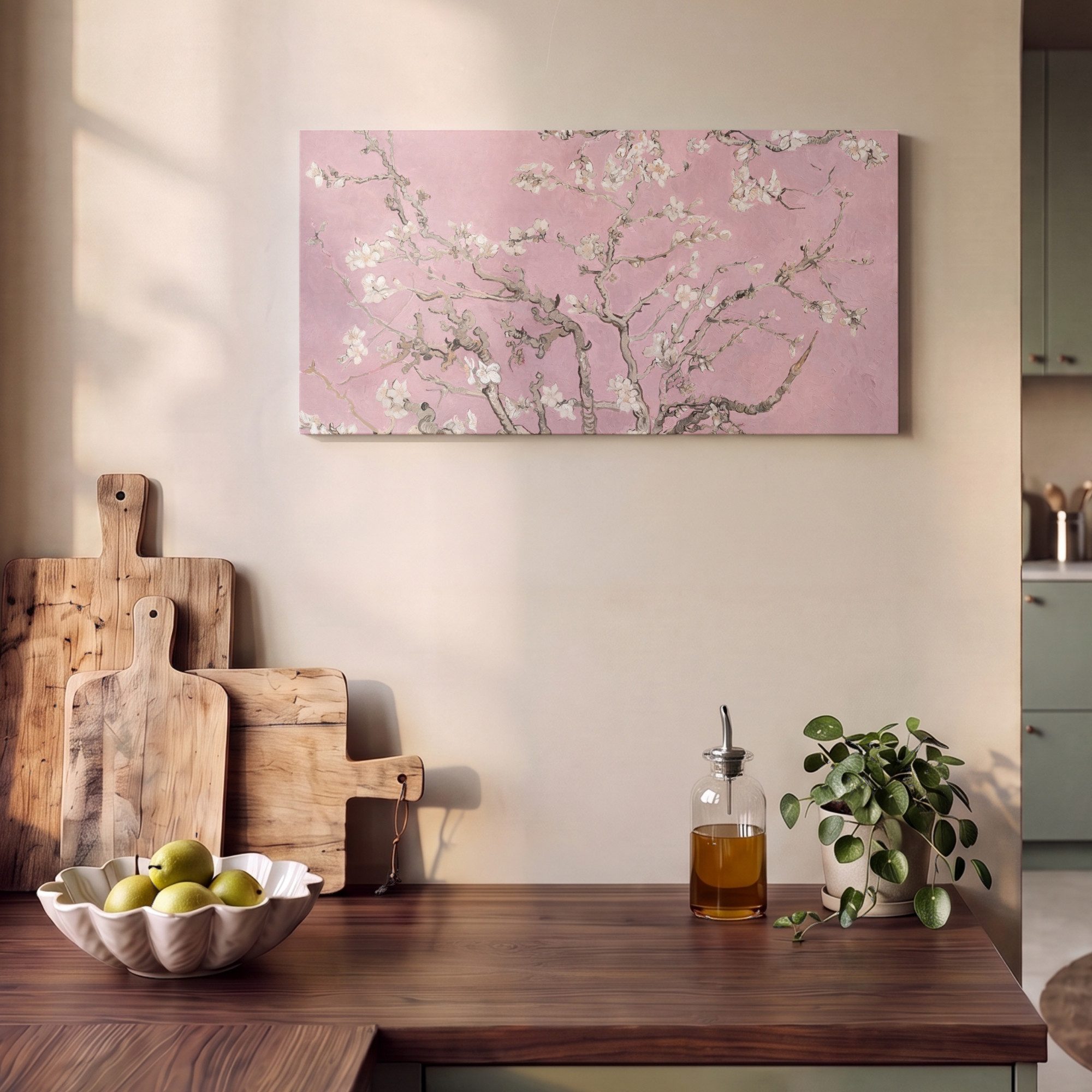 OneMillionCanvasses® Leinwandbild Panorama Mandelblüte - Kunst - Van Gogh - Rosa, Fotodruck (1 St), Wandbild, Deko Schlafzimmer Wohnzimmer Flur 40x20 cm – Bild 5 von 5