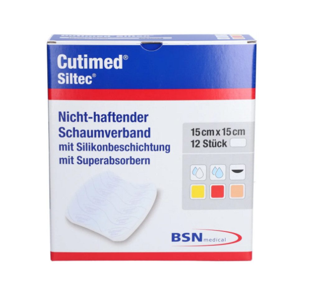 BSN medical GmbH Wundpflaster CUTIMED Siltec Schaumverb.15x15 cm nicht haftend (Spar Set, 12 St., Hautfreundlicher Schaumverband, Verbandswechsel schmerzfrei), Wundheilung fördern