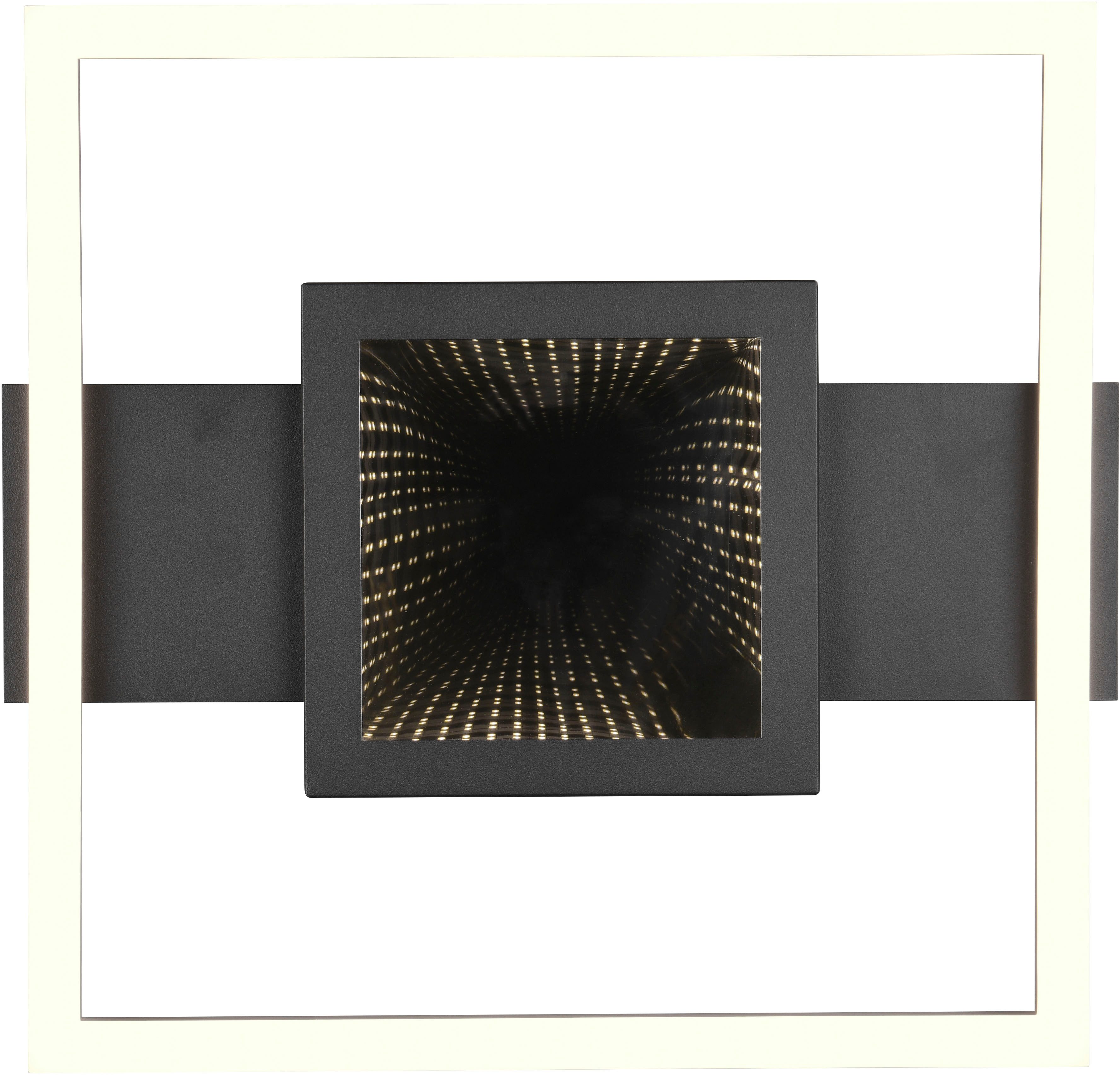 Reality Leuchten LED Deckenleuchte WHEELER, LED Deckenlampe 16W 2000 Lumen 3000K warmweißes Licht, LED fest integriert, Warmweiß, Lichteffekte mit Spiegelfolie, 35 x 33 cm, Wand- oder Deckenleuchte