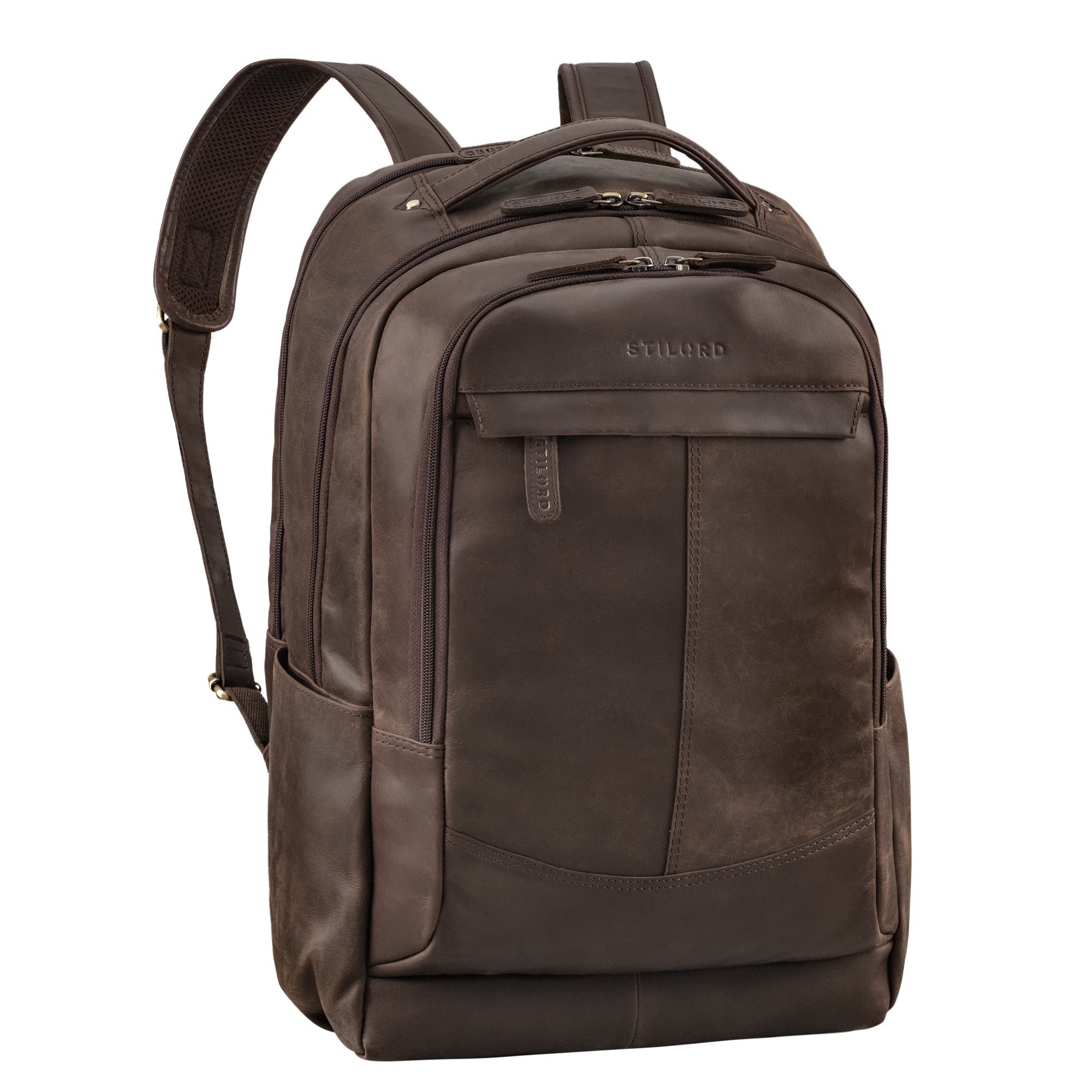 STILORD Notebookrucksack "Maxim" Premium XL Business Rucksack Leder mit Laptopfach 17 - 19 Zoll