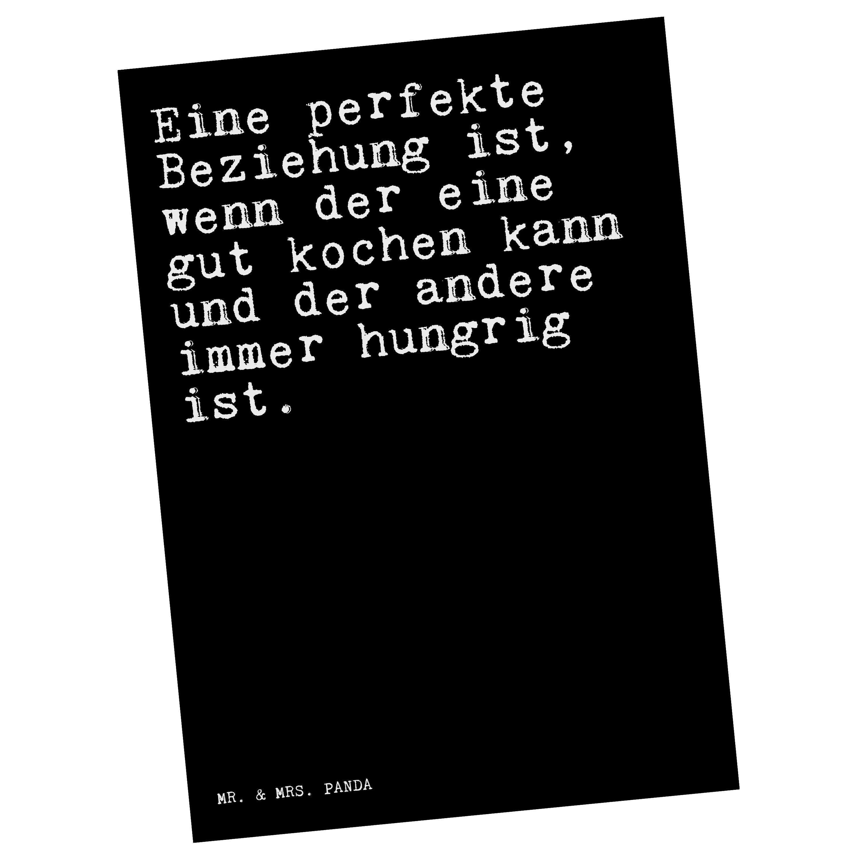 Mr. & Mrs. Panda Postkarte Eine perfekte Beziehung ist,... - Schwarz - Geschenk, Küche, Einladun