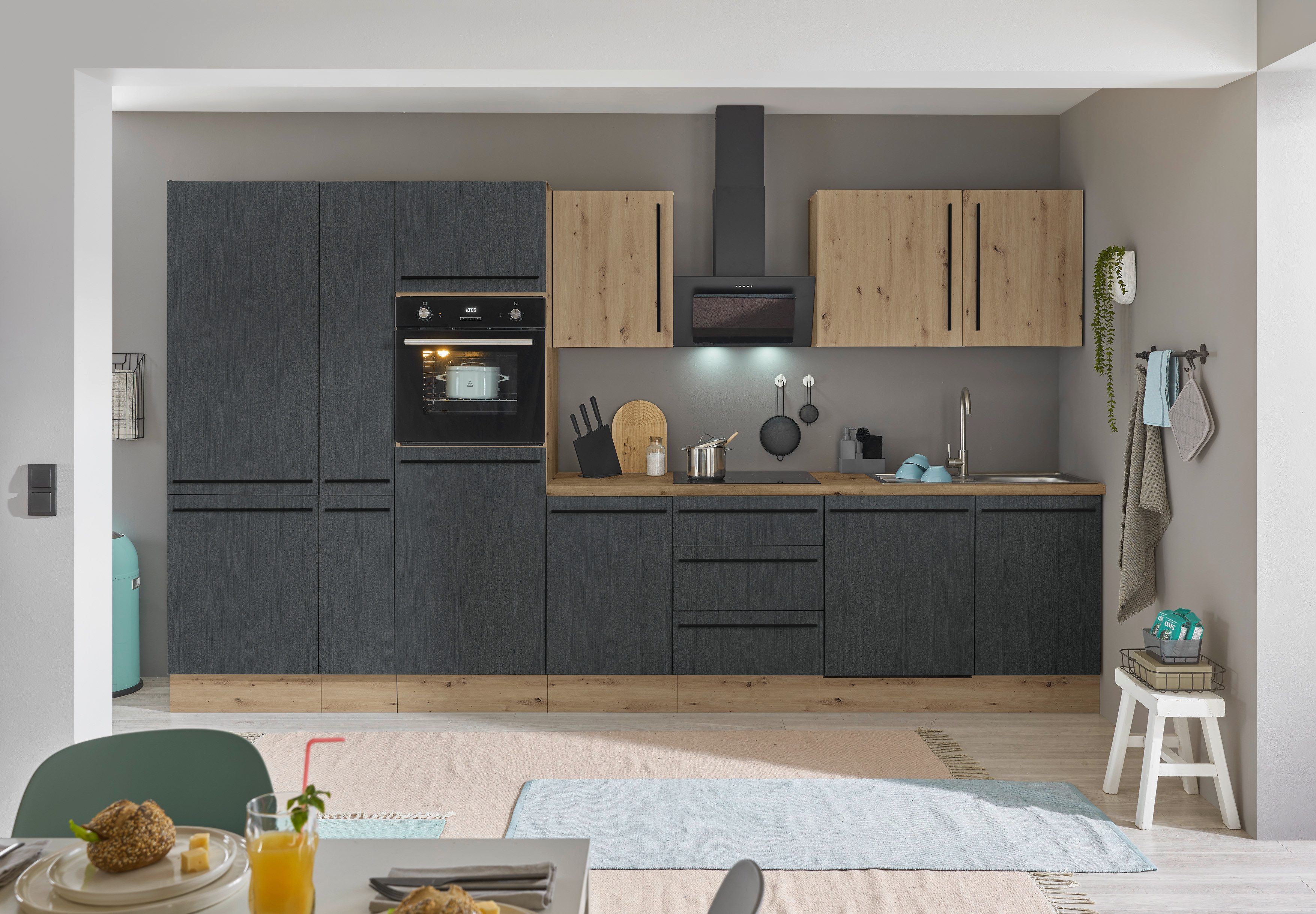 KOCHSTATION Küchenzeile Florida, Breite 370 cm, wahlweise mit E-Geräten,Sof günstig online kaufen