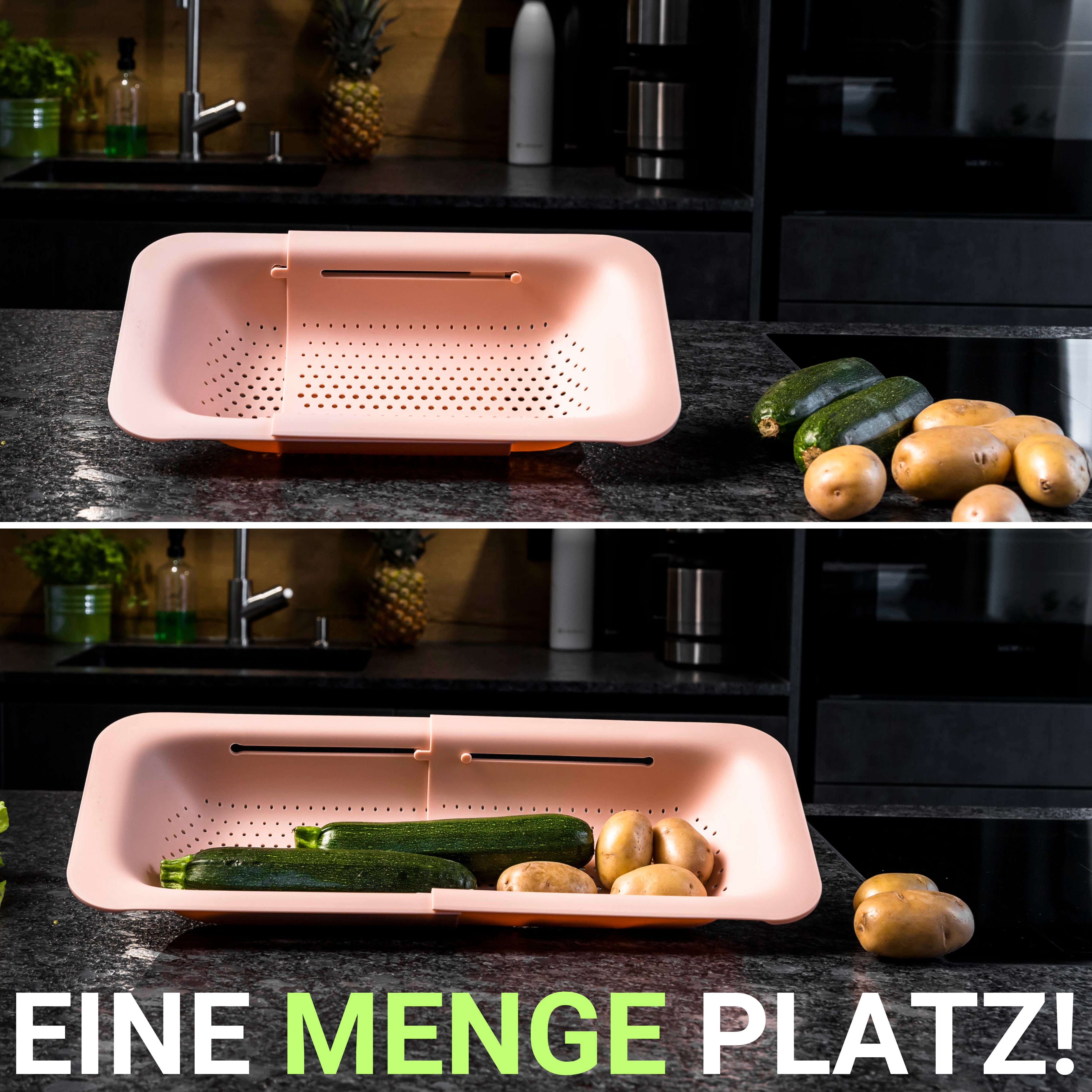 Küchensieb Spüle, die Pink Ausziehbares LINFELDT für Spülmaschinenfest Abtropfsieb