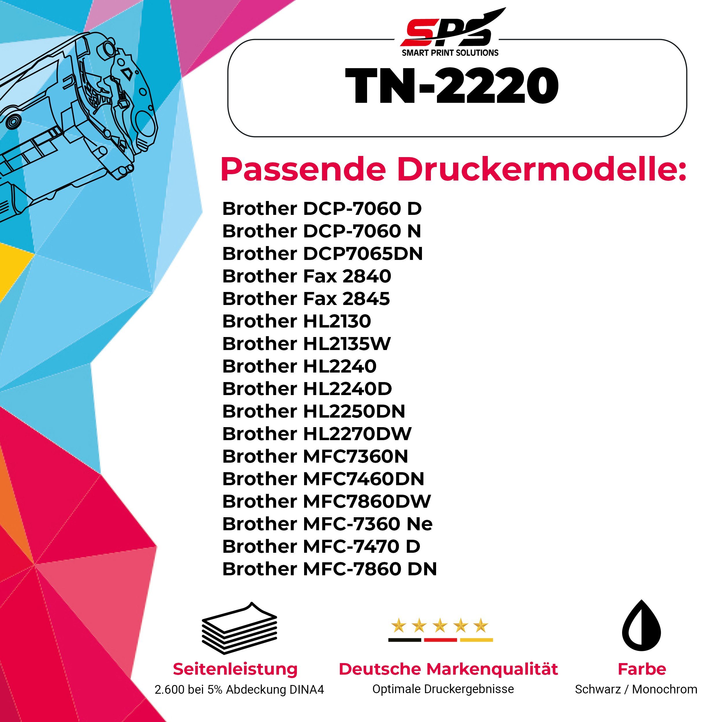 (1er SPS C Pack) TN-2220, für Kompatibel Tonerkartusche Intellifax Brother 2840