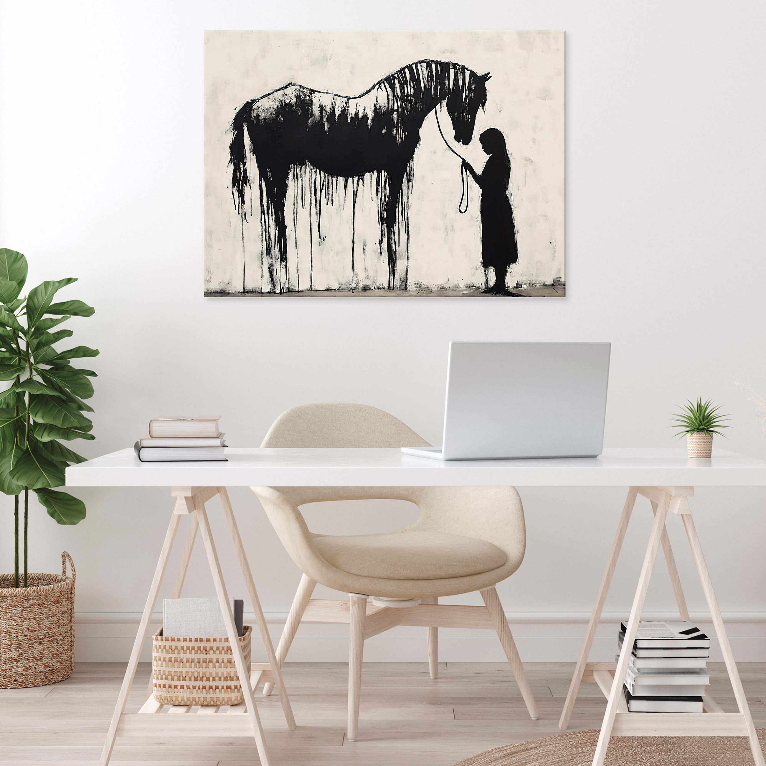 Wallarena Leinwandbild Abstrakt Beige Pferd Tiere günstig online kaufen