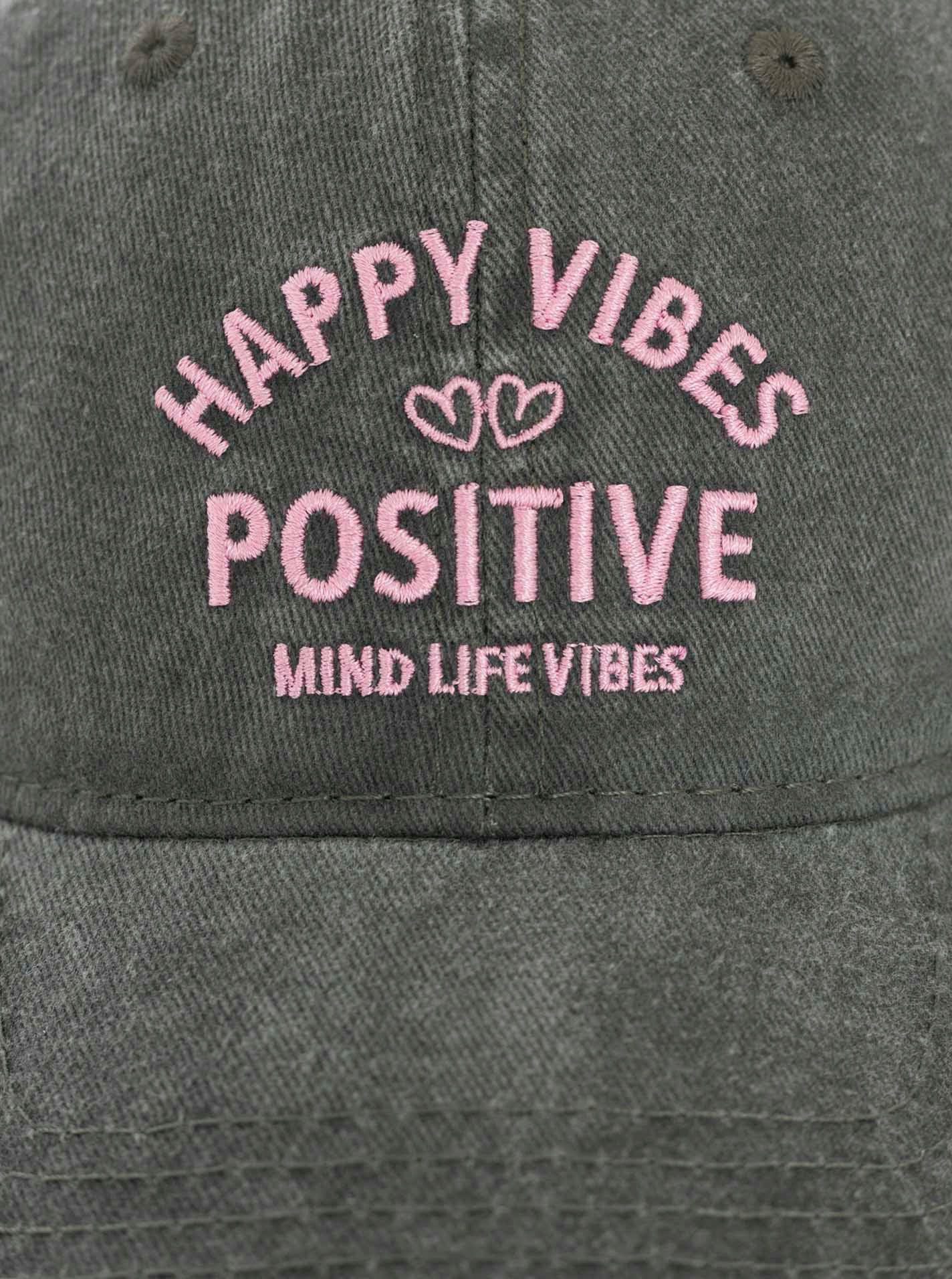Zwillingsherz Baseball Cap "Happy Vibes" modernen Vintage-Look, Stickerei