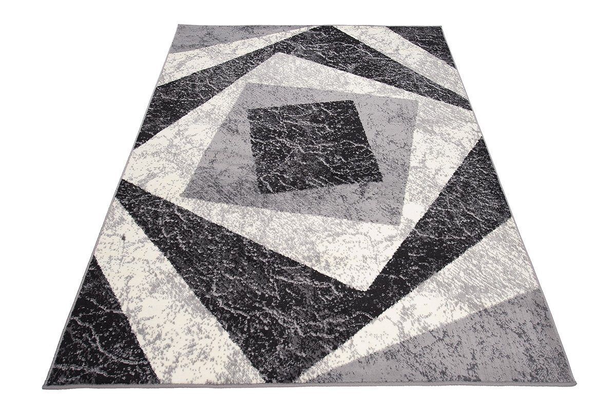 Mazovia Designteppich Modern Teppich Kurzflor Wohnzimmerteppich Robust und pflegeleicht GRAU, 250 x 300 cm, Fußbodenheizung,Allergiker geeignet,Farbecht,Pflegeleicht,Geometrisch