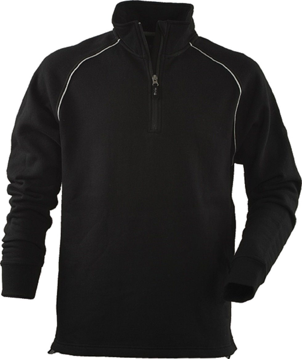 JOB Troyer Sweatshirt Troyer Hoodie schwarz mit Reflexstreifen und Reißverschluss