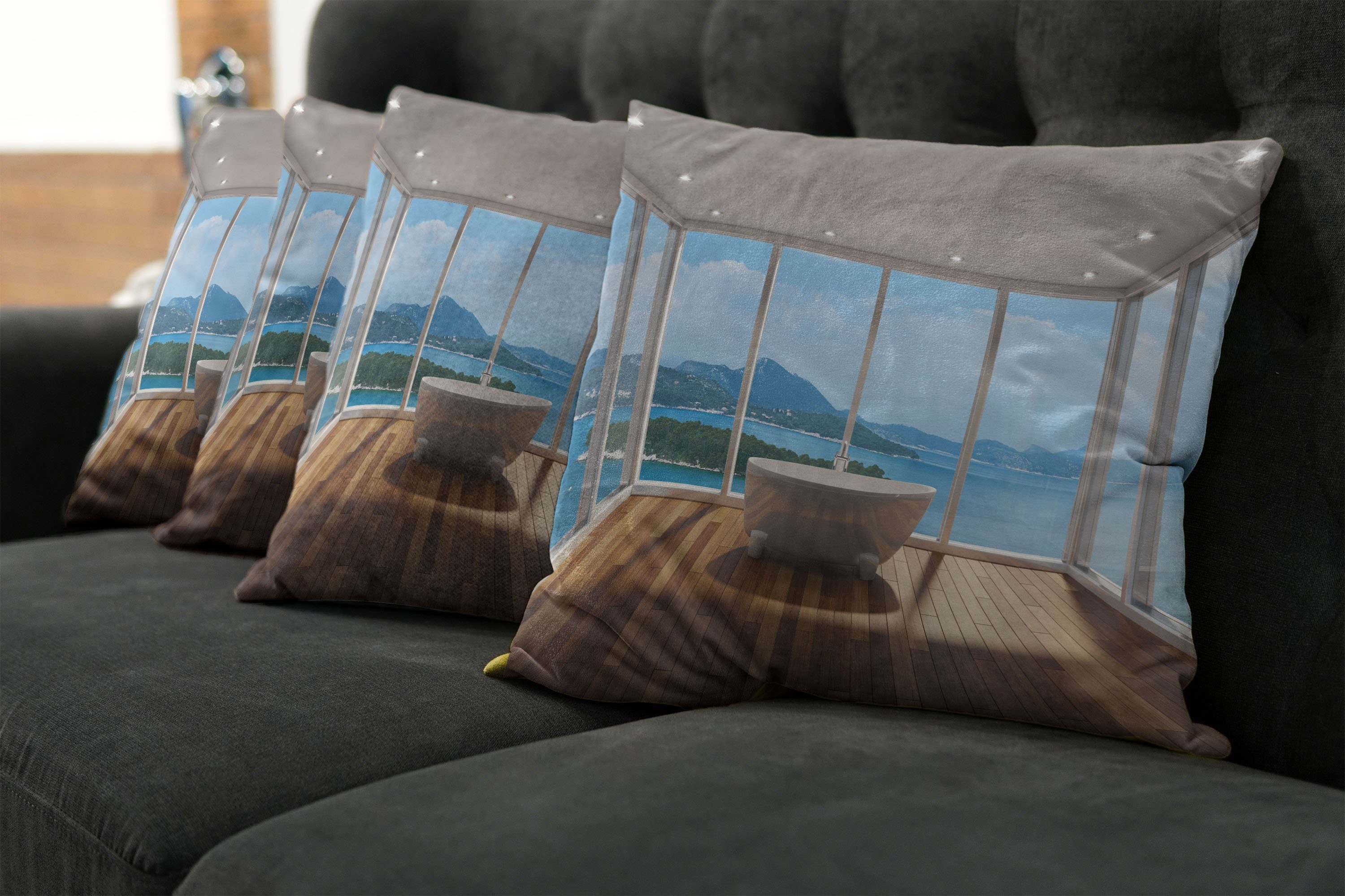 und Doppelseitiger Digitaldruck, Inseln Badewanne (4 Stück), Kissenbezüge Accent Abakuhaus Modern Minimalistisch