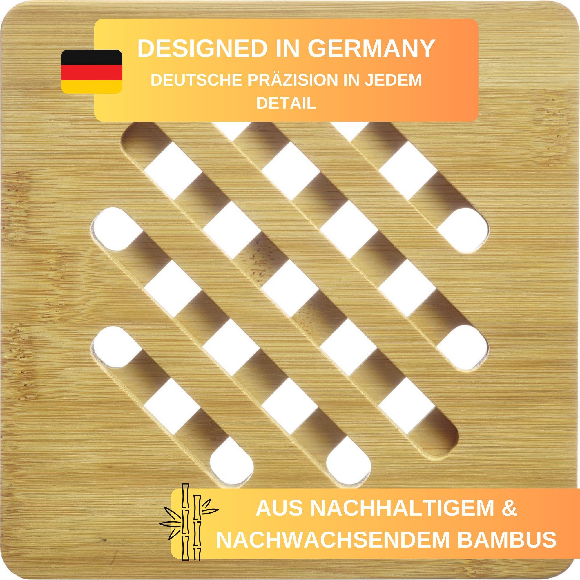 Thiru Topfuntersetzer praktisches 2er Set aus nachhaltigem Bambus, 4-tlg., praktisches 2er Set, aus nachhaltigem und nachwachsendem Bambus