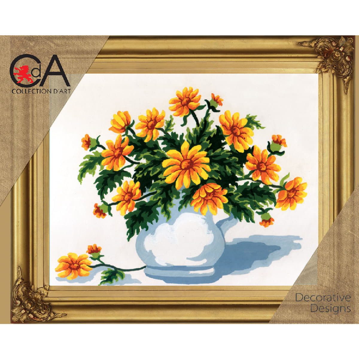 Collection D'art Kreativset CDA Halbkreuz Stickpackung "Calendula", bedruckt, 22x30cm..., (embroidery kit by Marussia)