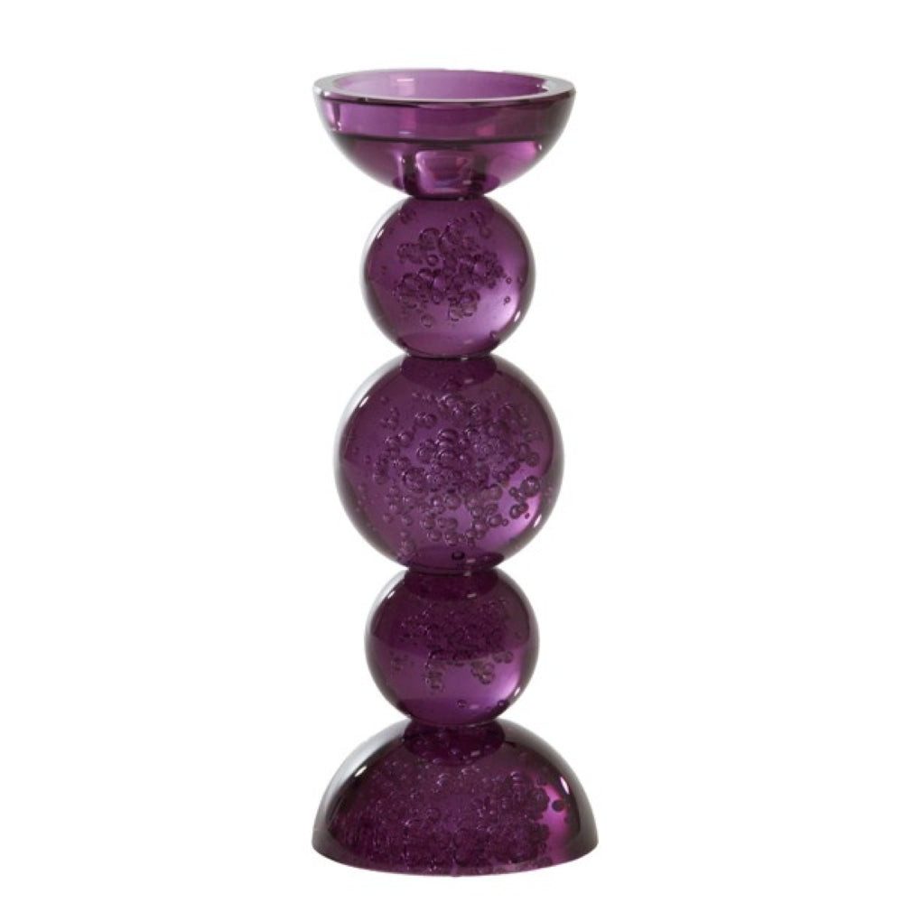 Dirk Davids Leuchten GmbH Kerzenständer Kerzenständer Glas lila Bubbles Ø10x26,5 cm