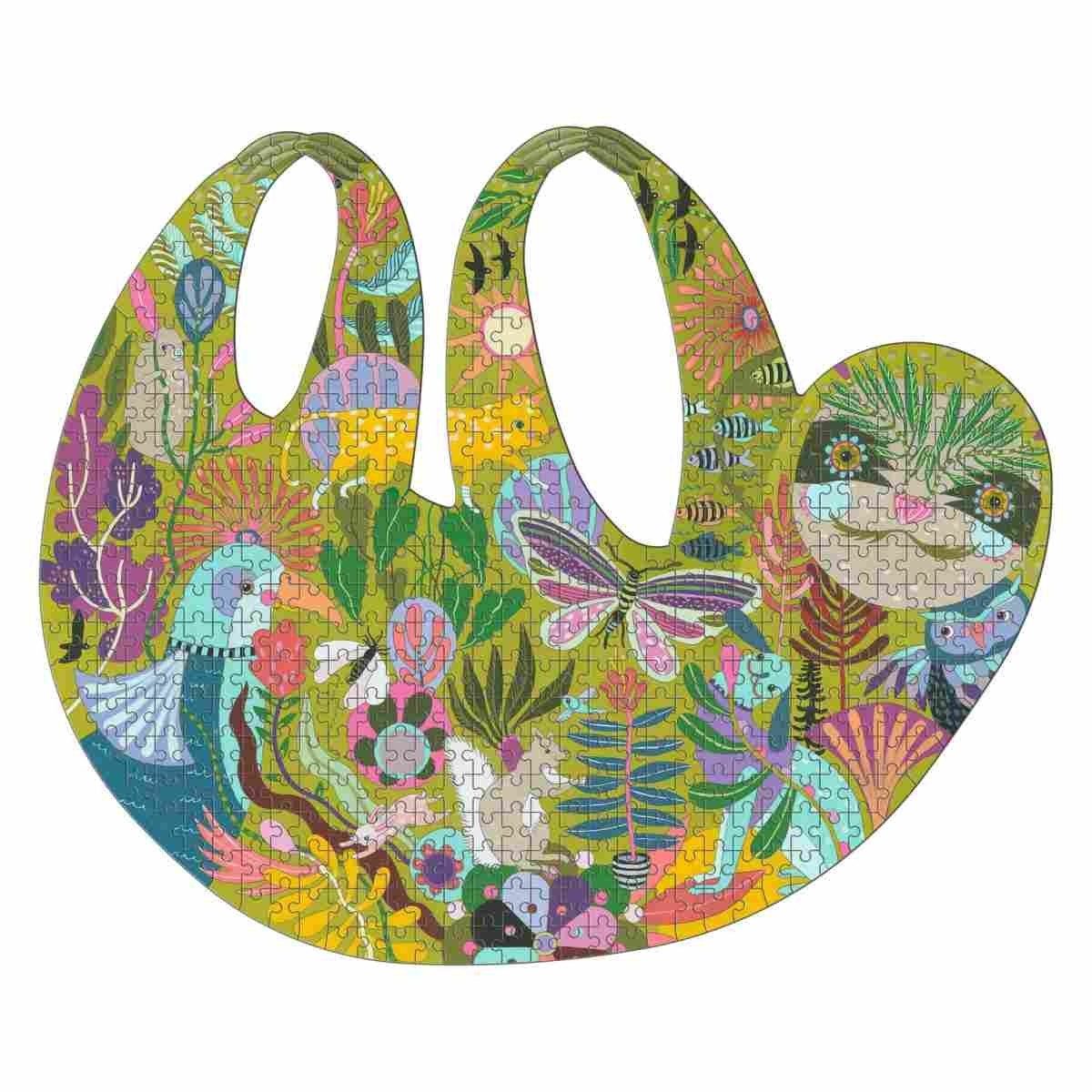 DJECO Konturenpuzzle Puzz’Art Puzzle Faultier 500 Teile Silhouette ab 8 Jahren mit Poster, 500 Puzzleteile