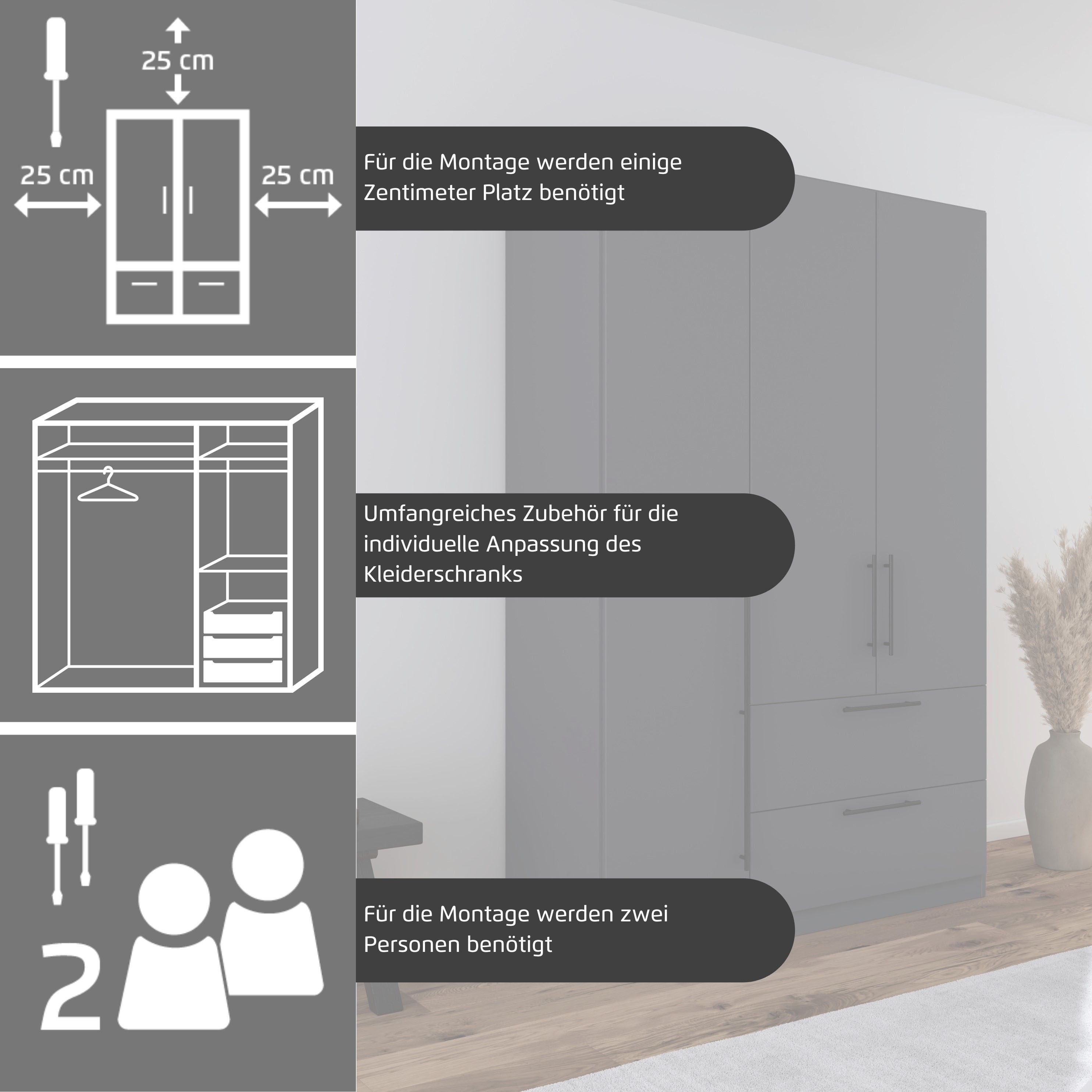 OTTO home Kleiderschrank Mehrzweckschrank Aktenschrank Möbel Mietswohnung Schlafzimmer AVOLA (3 verschiedene Ausstattungen BASIC/CLASSIC/PREMIUM (inkl. SOFT-CLO – Bild 4 von 5