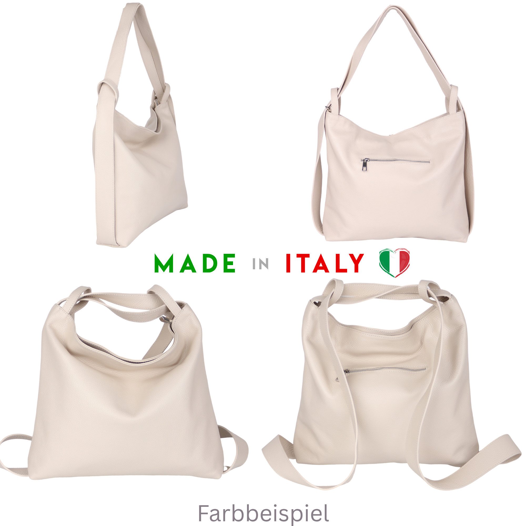 MIRROSI Beuteltasche aus Echtleder, Made in Italy, Shopper Tasche auch als Rucksack 2 in 1, Tragetasche (47x37x9cm) mit viel Stauraum