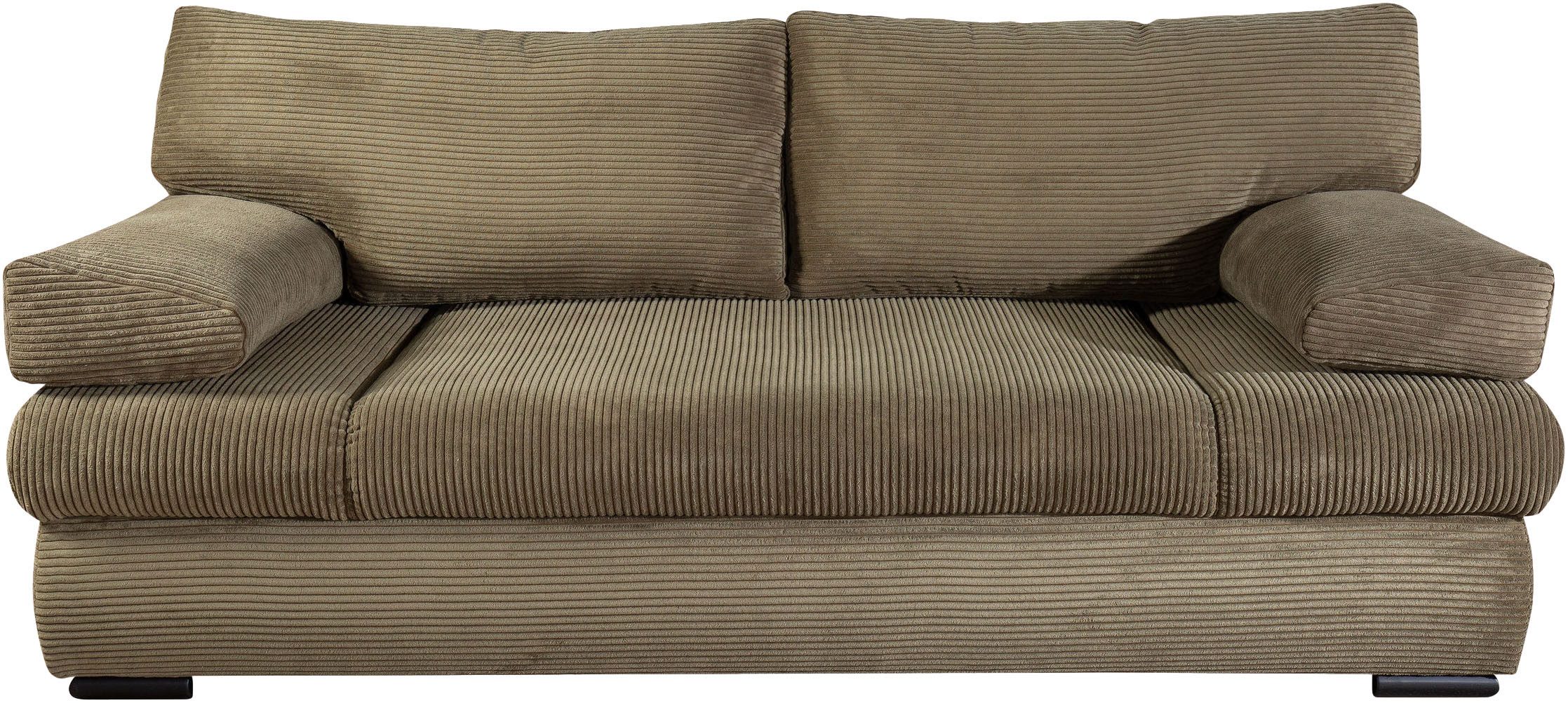 COLLECTION AB Schlafsofa Tina, B: 200 cm, Liegefl. 146x200 cm, Schlaffunktion, Bettkasten & 2 Armlehnenkissen, Federkern