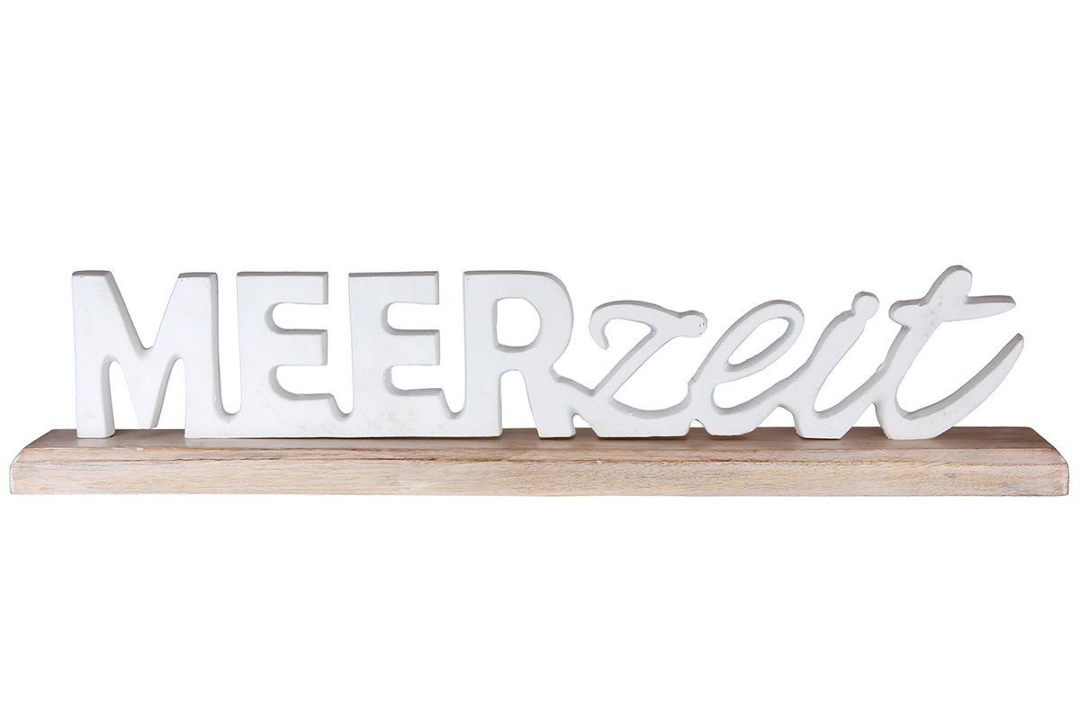 GILDE Deko-Schriftzug Schriftzug Meerzeit aus Aluminium und Mangoholz Weiß (1 St) – Bild 2 von 2