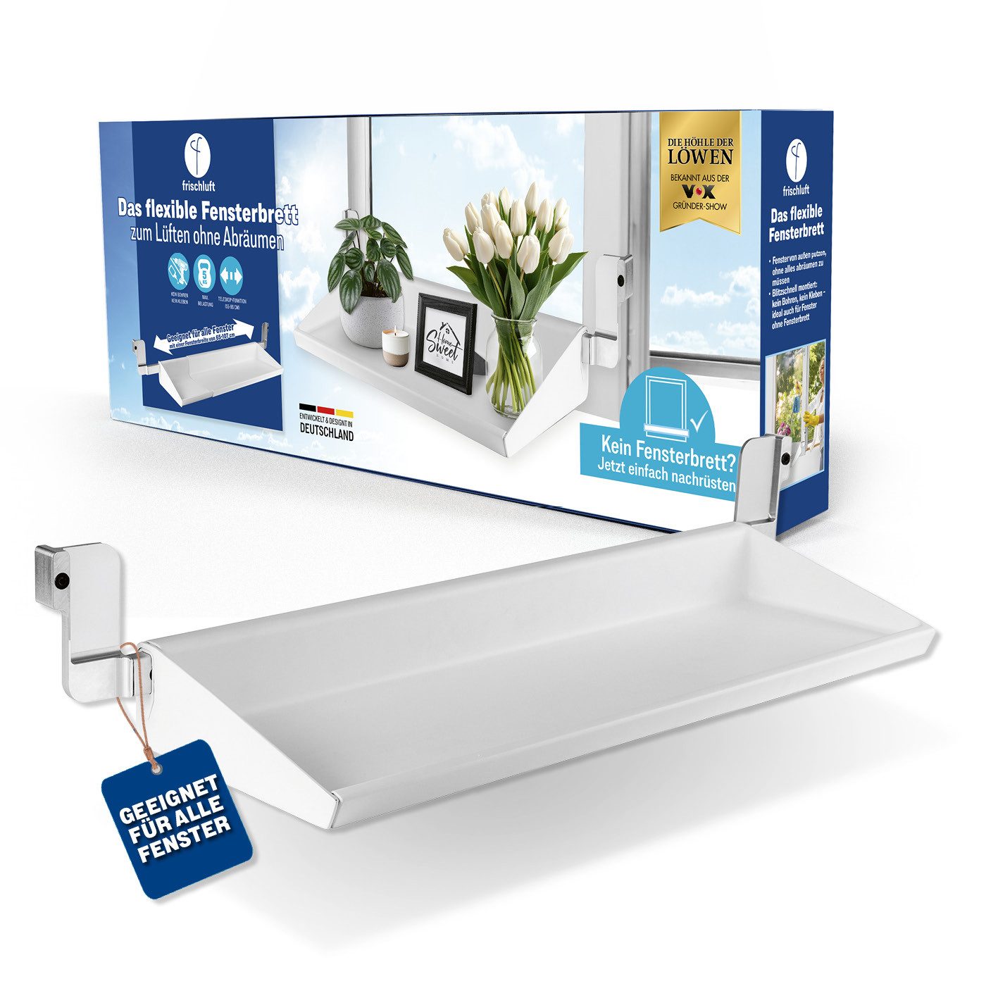 frischluft Fensterbrett Fensterbank frischluft Fensterbrett für fast alle Fenster, Lüften ohne Abräumen, Ohne Bohren & Kleben, Fensterbreite 65–107 cm