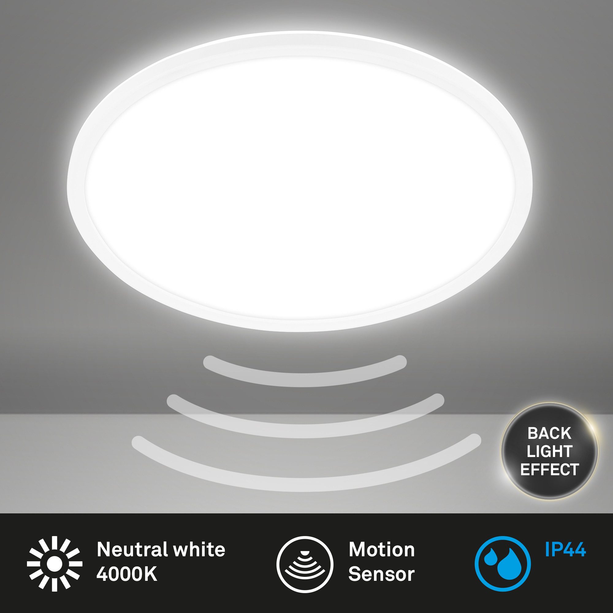 Briloner Leuchten Deckenleuchte LED Deckenlampe Badlampe Bewegungsmelder Badezimmer Keller Flur, LED fest integriert, 4000K, LED Badlampe versch. Modelle Weiß Badezimmer Keller Flur Küche