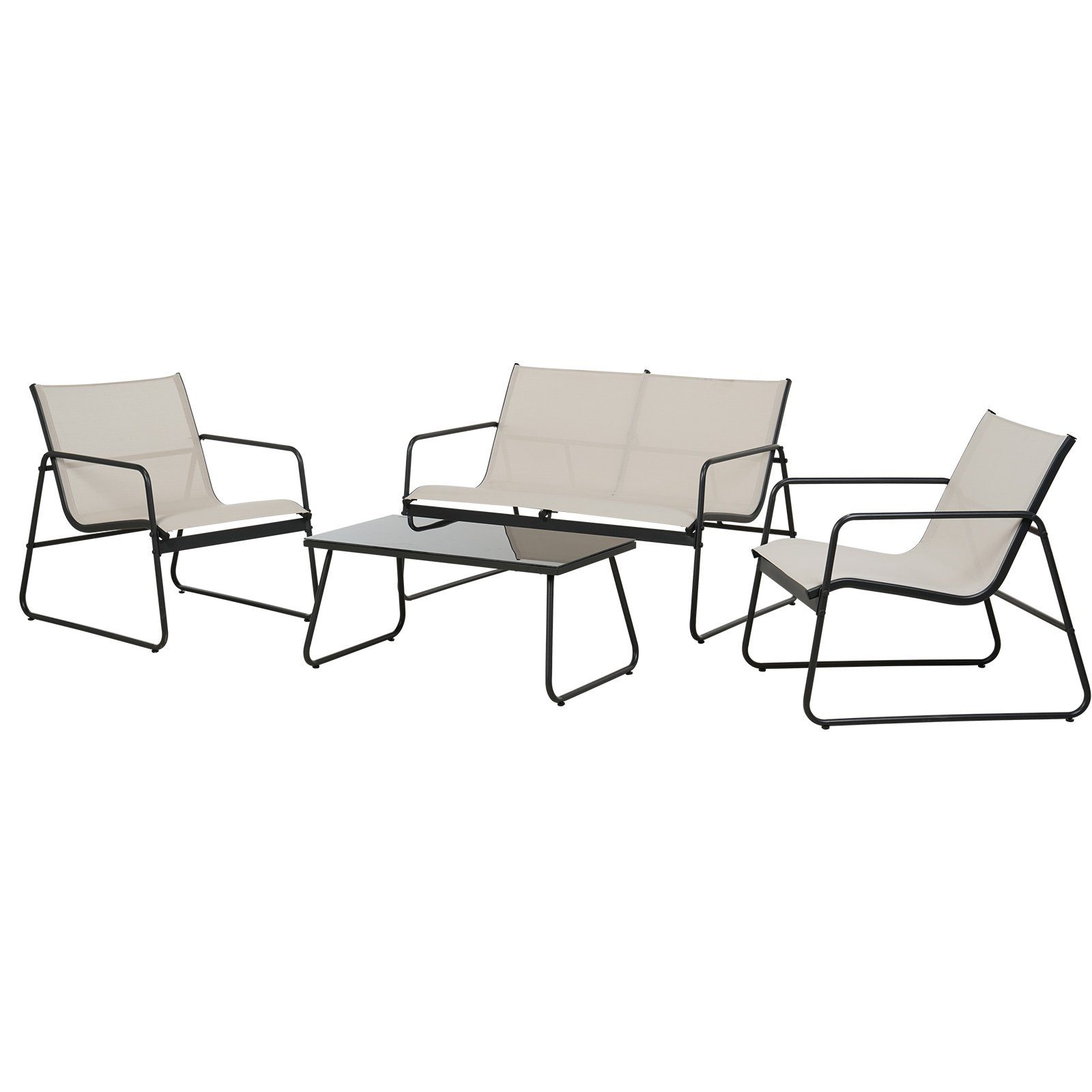 Grand patio Gartenlounge-Set Balkonset, Glas+Stahl, (Set, günstig online kaufen