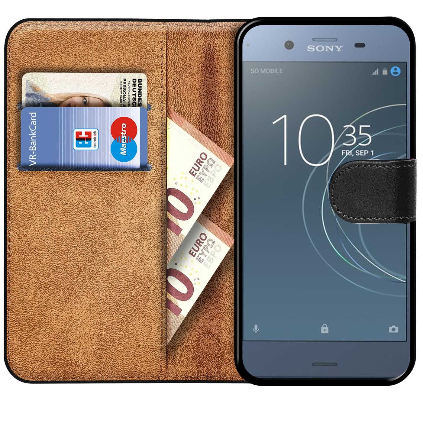 CoolGadget Handyhülle Book Case Handy Tasche für Sony Xperia XZ1 5,2 Zoll, Hülle Klapphülle Flip Cover für Sony XZ1 Schutzhülle stoßfest
