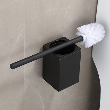 Rnemitery WC-Garnitur Schwarze Klobürste mit Wandmontage,Ohne Bohren WC Bürsten & Halter Set