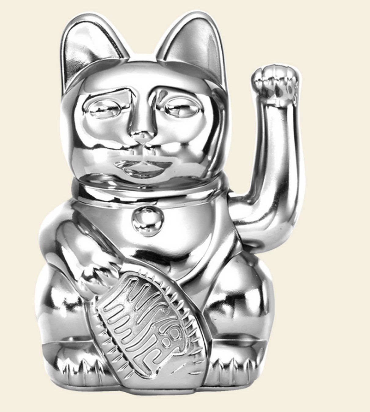 daslagerhaus living Kosmetiktasche Winkekatze Lucky Cat Cosmic shiny silber