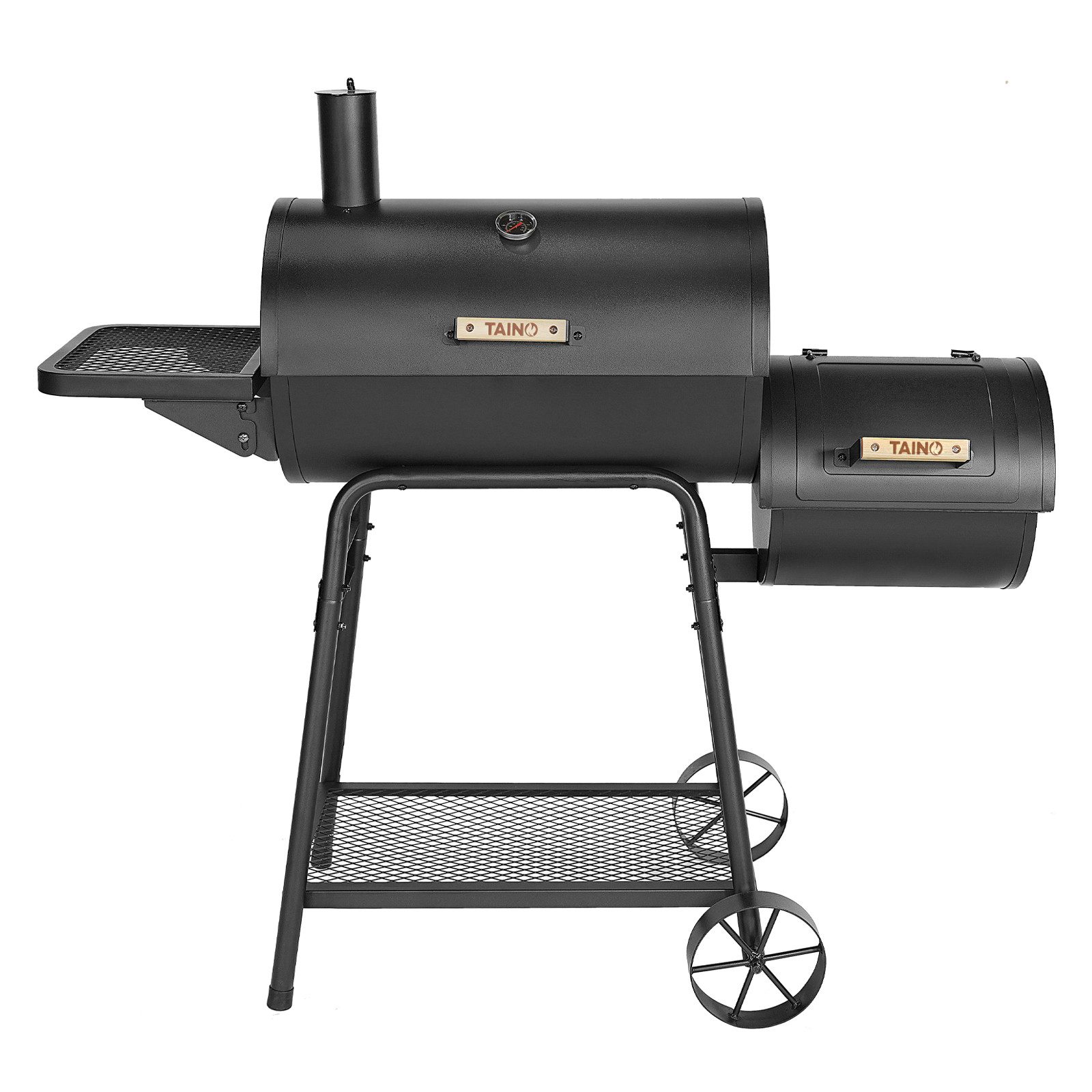 TAINO Smoker KAMAYO, Holzkohle-Grill, Räucherofen, Standgrill, Klein, BBQ-Grillwagen