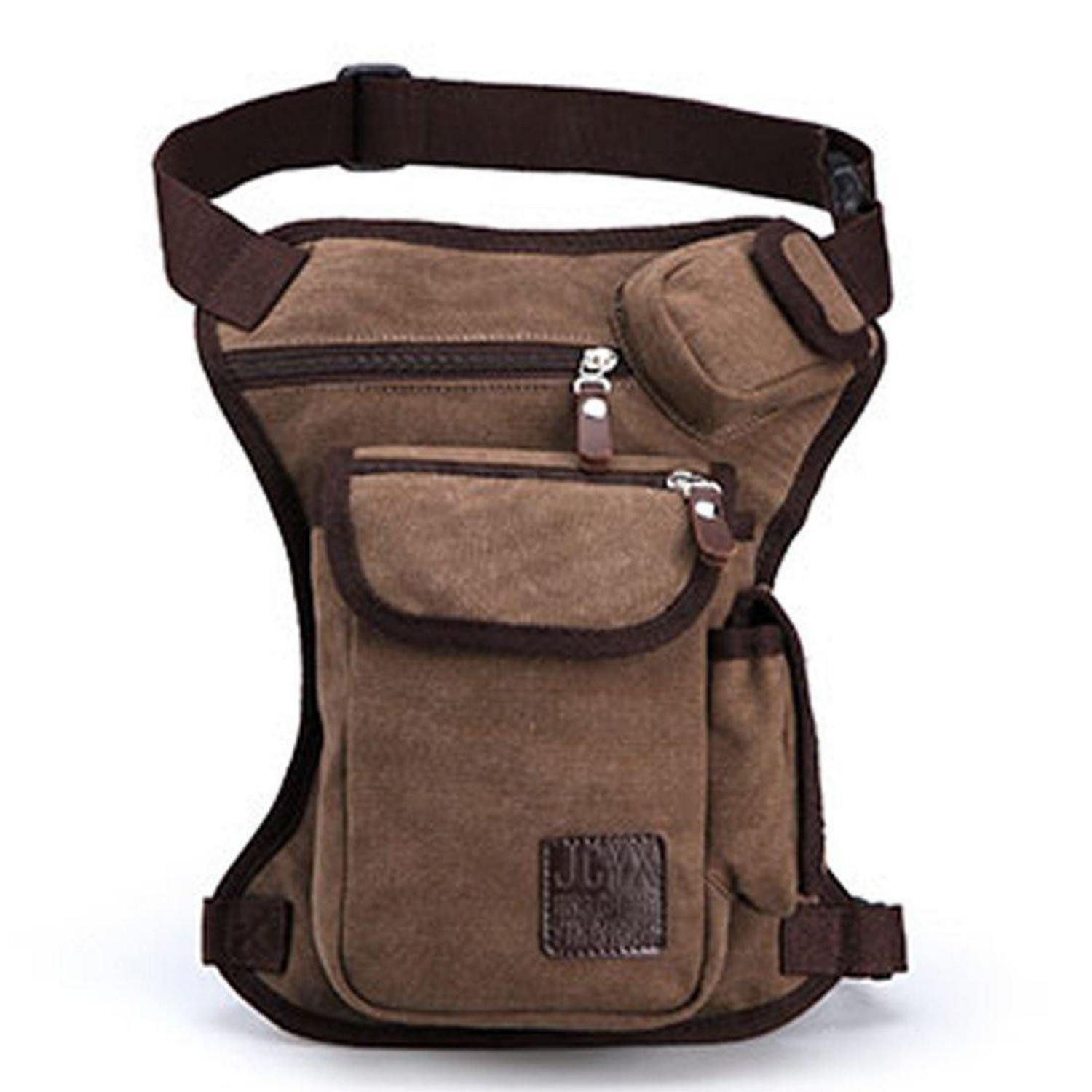 Beintasche Beintasche Motorrad Canvas Bauchtasche Hüfttasche Leg Bag #07kaffee