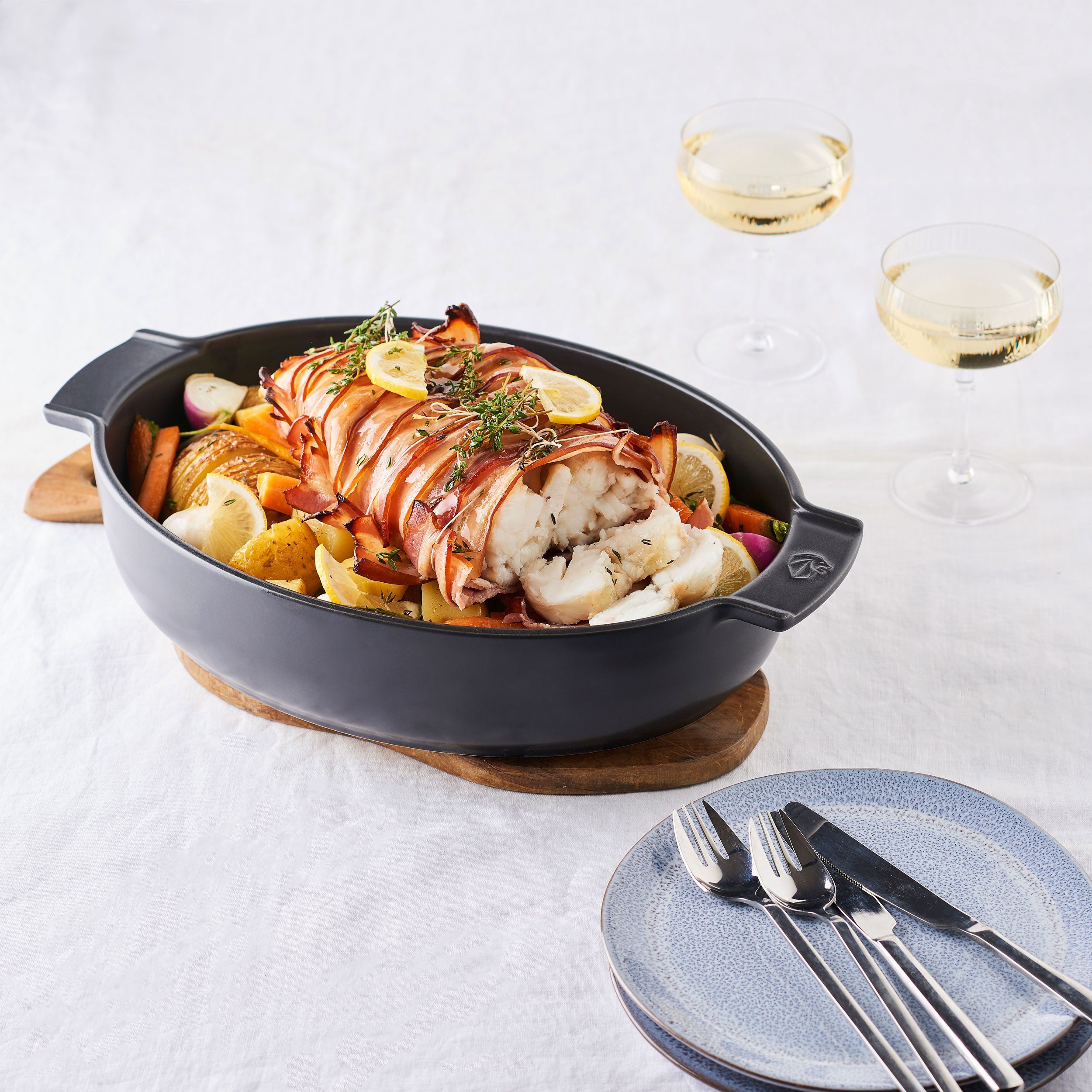 PEUGEOT Auflaufform APPOLIA 40cm Oval Schiefergrau Backofen Spülmaschi, Keramik, Keramik