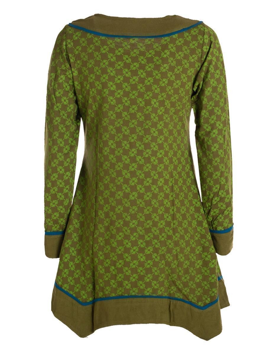 Vishes Tunikakleid Langarm Damen Tunika Shirt-Kleid Ethno Zipfel-Bluse Blus günstig online kaufen
