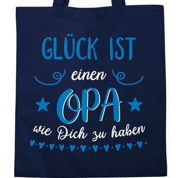 Shirtracer Umhängetasche Glück ist einen Opa wie dich zu haben Blau Weiß, Statement Sprüche Kinder