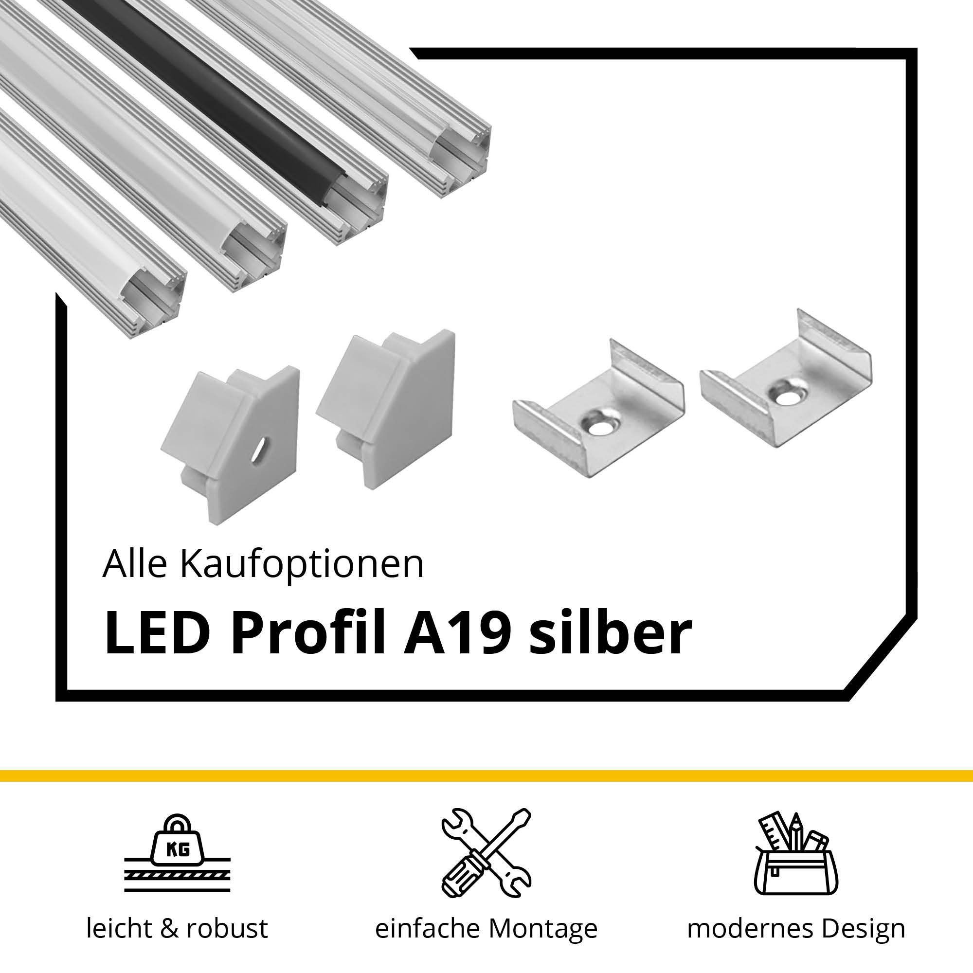 tktrading24 LED-Stripe-Profil A19 LED Profil Silber günstig online kaufen