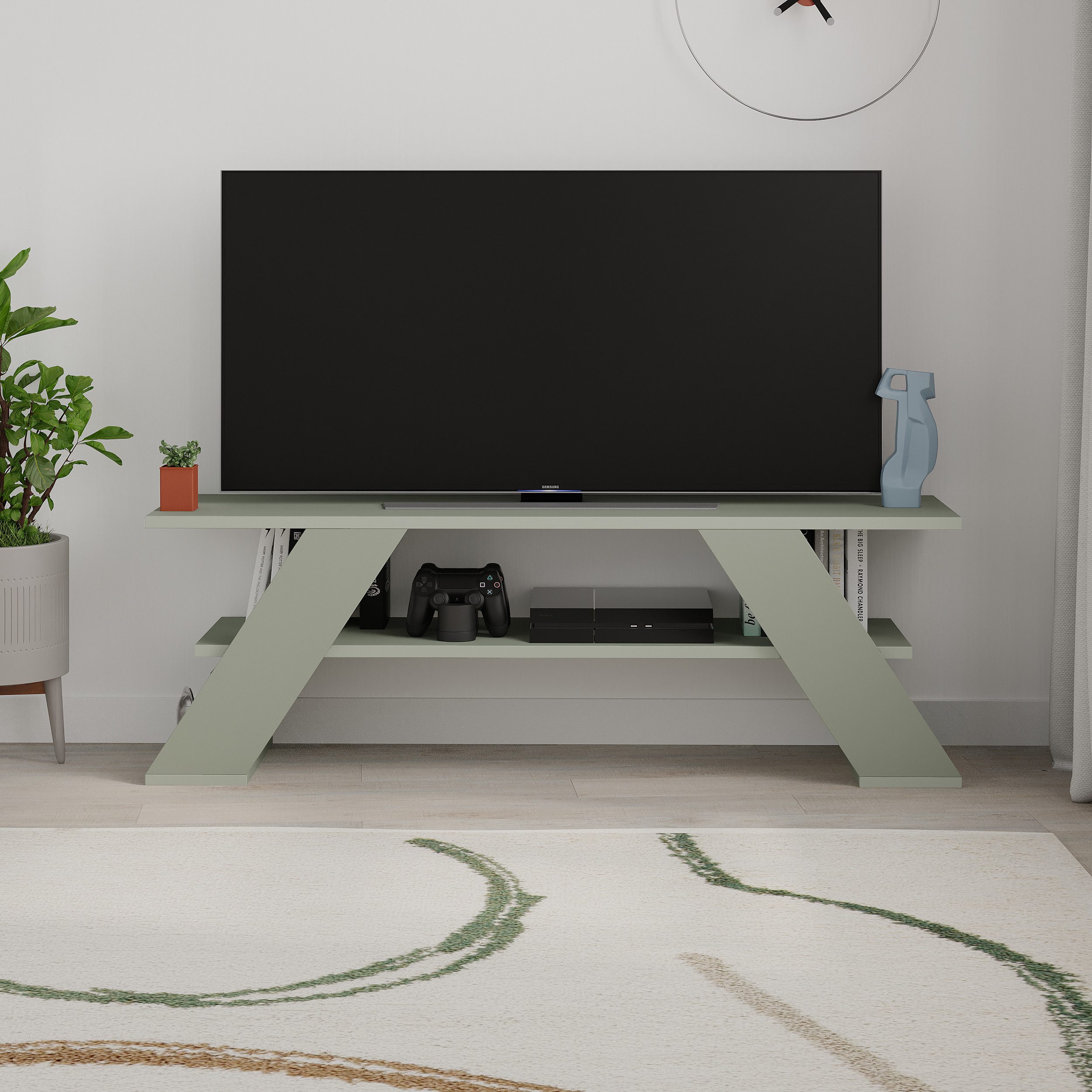 Decortie TV-Schrank Farfalla Moderner TV-Ständer, Multimedia-Center, TV-Möbel, 120 x 33,5 x 40 cm