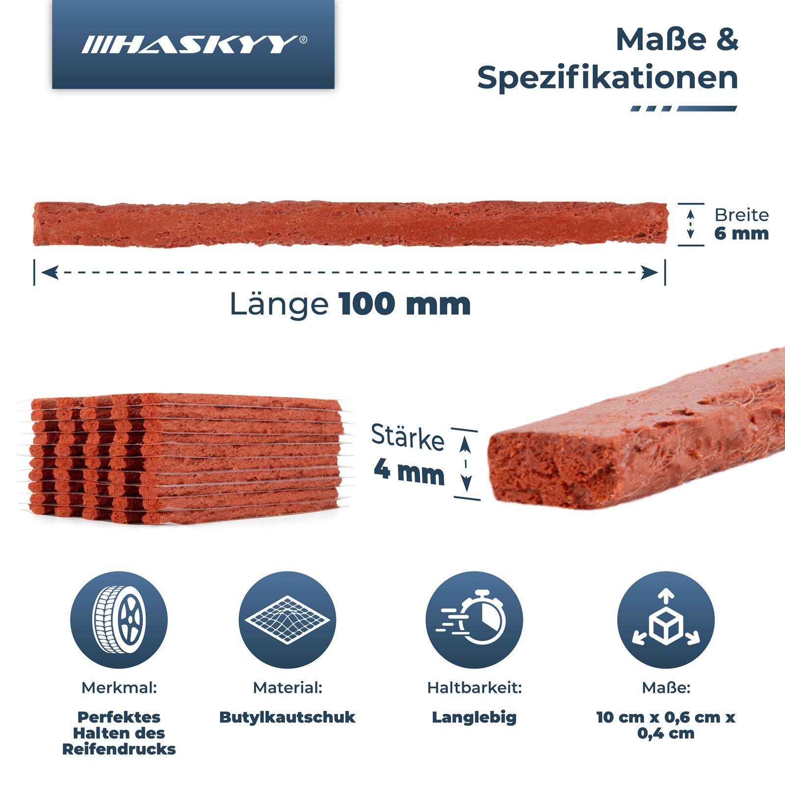 HASKYY Reifen-Reparaturset Reifenreparaturset 50 tlg. Streifen Vulkanisierunsg Satz LKW PKW Flick