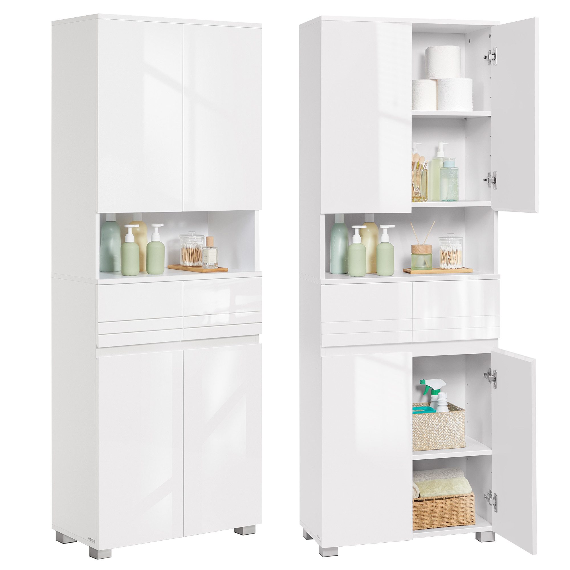 VASAGLE Badkommode Badezimmerschrank Badschrank Badezimmermöbel, verstellbare Ablagen, offenes Fach