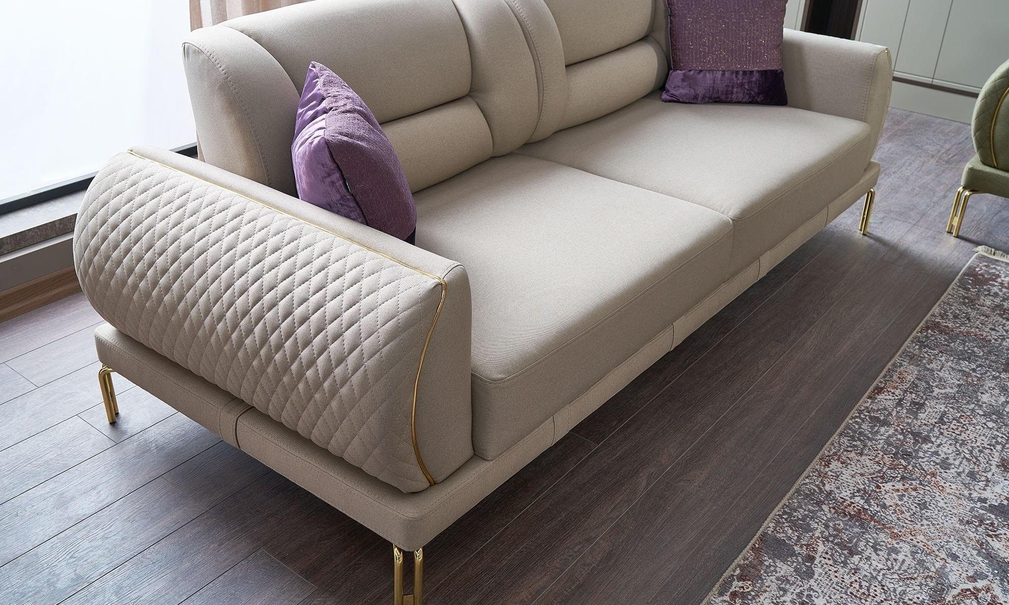 Couch Luxus, 3 3-Sitzer Dreisitzer Sofa Sitzer Made Beige in Europa JVmoebel Polstersofa 1 Teile,