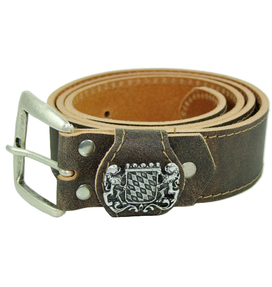 MODA Ledergürtel Trachtengürtel mit Dornschnalle und Bayernwappen -